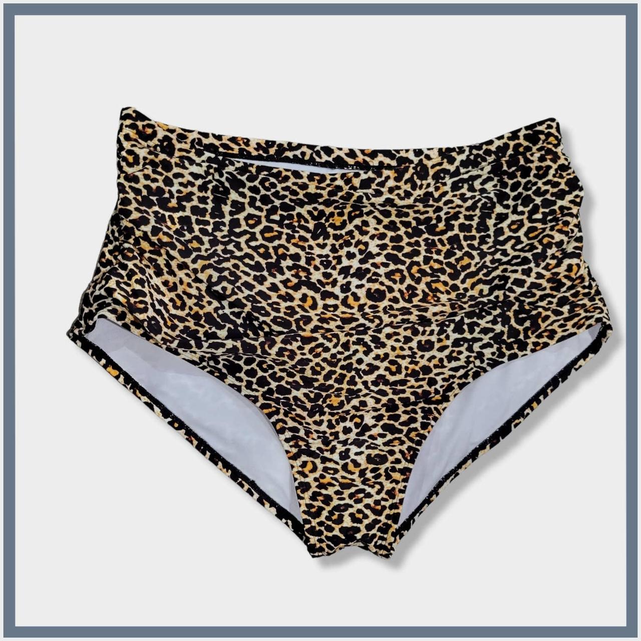 Women's High Waisted cheetah print swim... - Depop