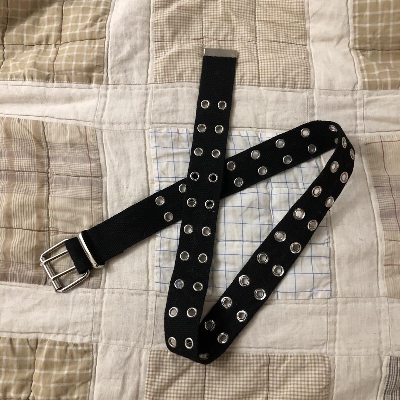 black canvas double eyelet belt super cute basic,... - Depop