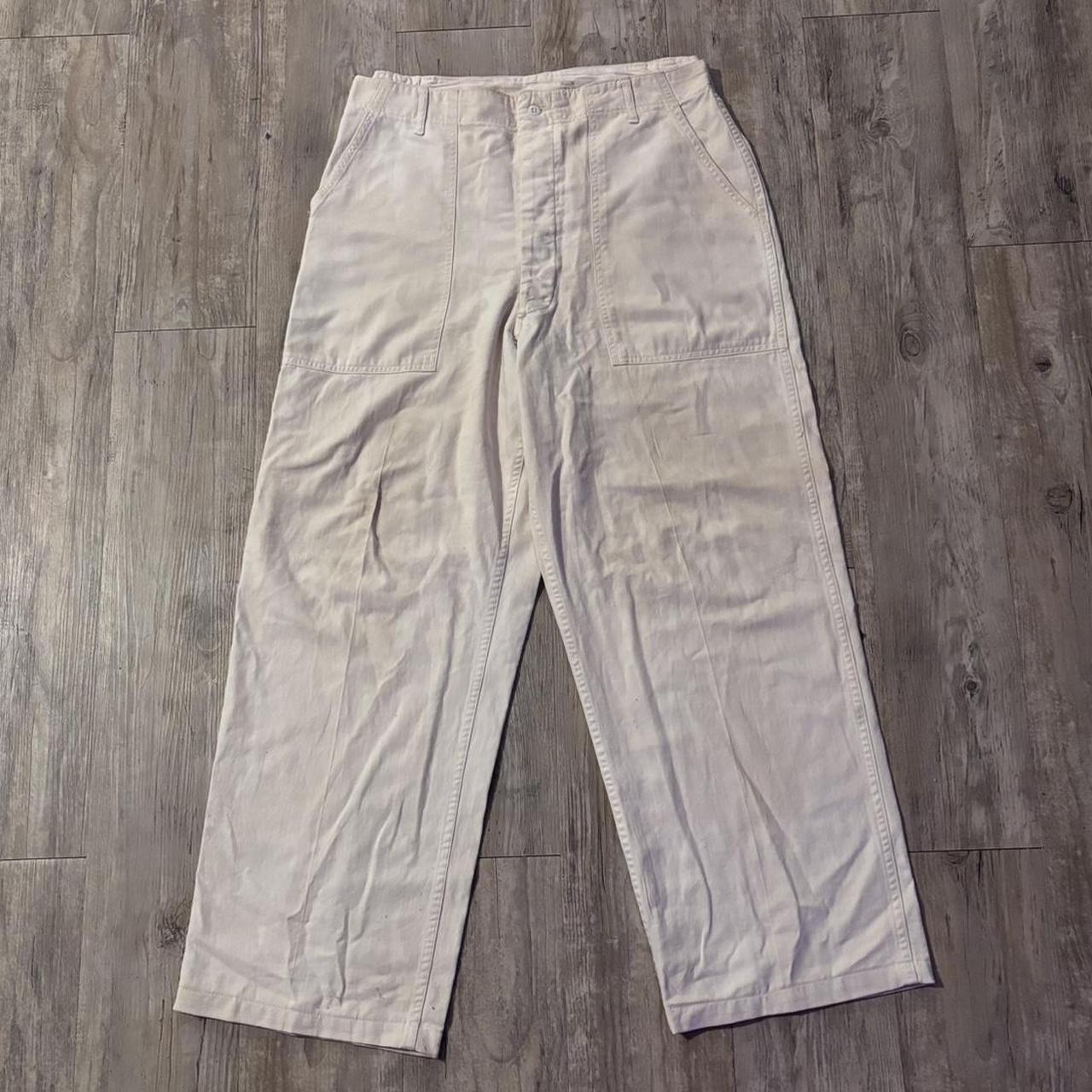 American Vintage Men's Cream and Tan Trousers