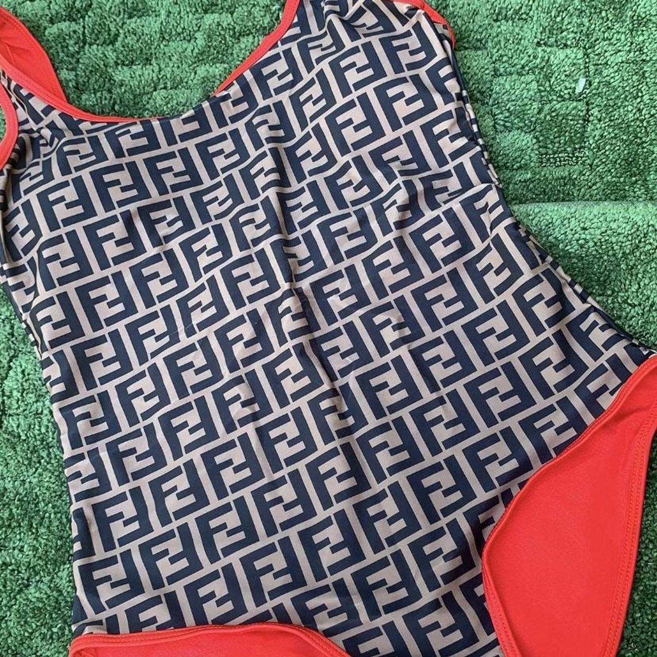 Fendi Women's Red and Brown Swimsuit-one-piece | Depop