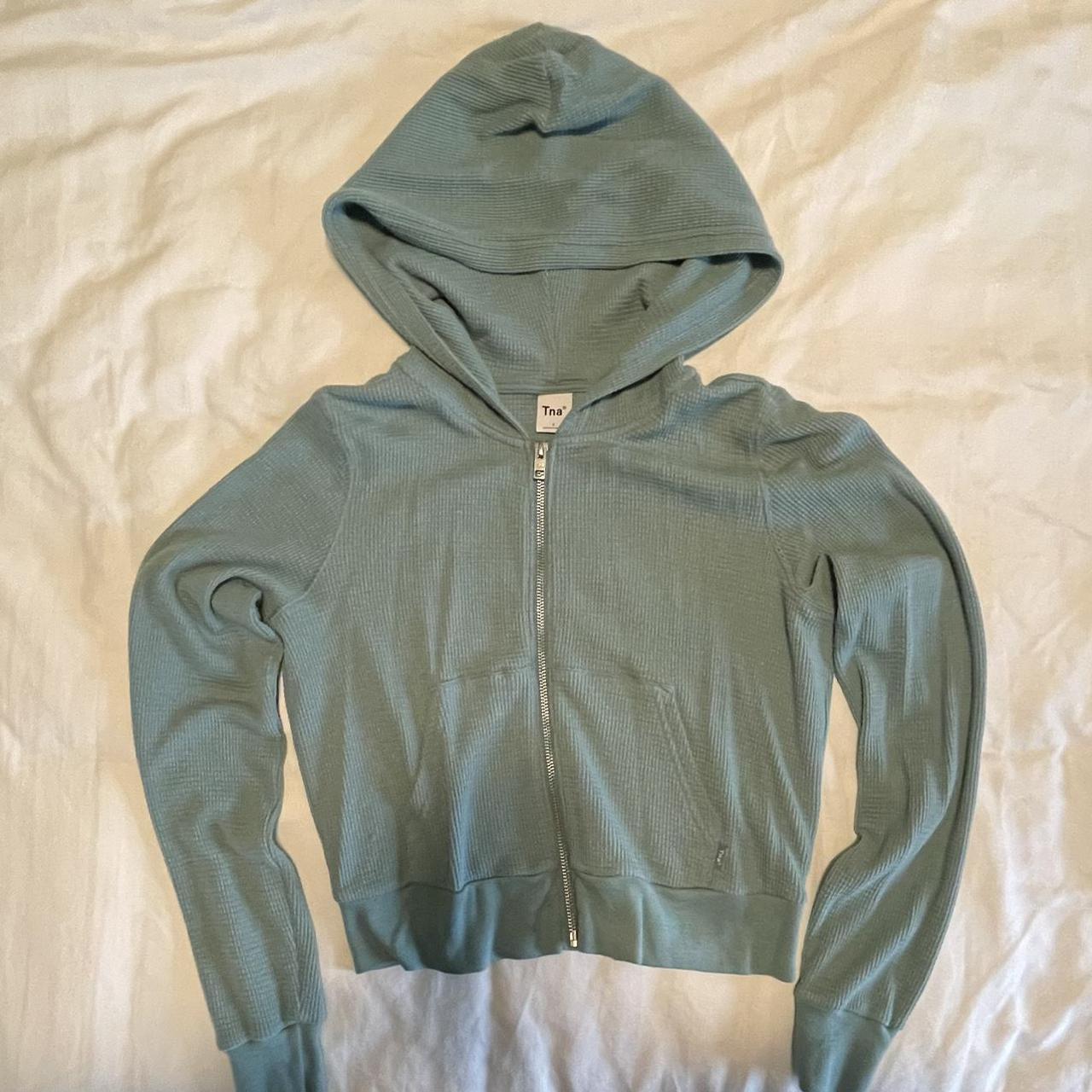 Aritzia Tna thermal zip hoodie in Yuca Green... - Depop