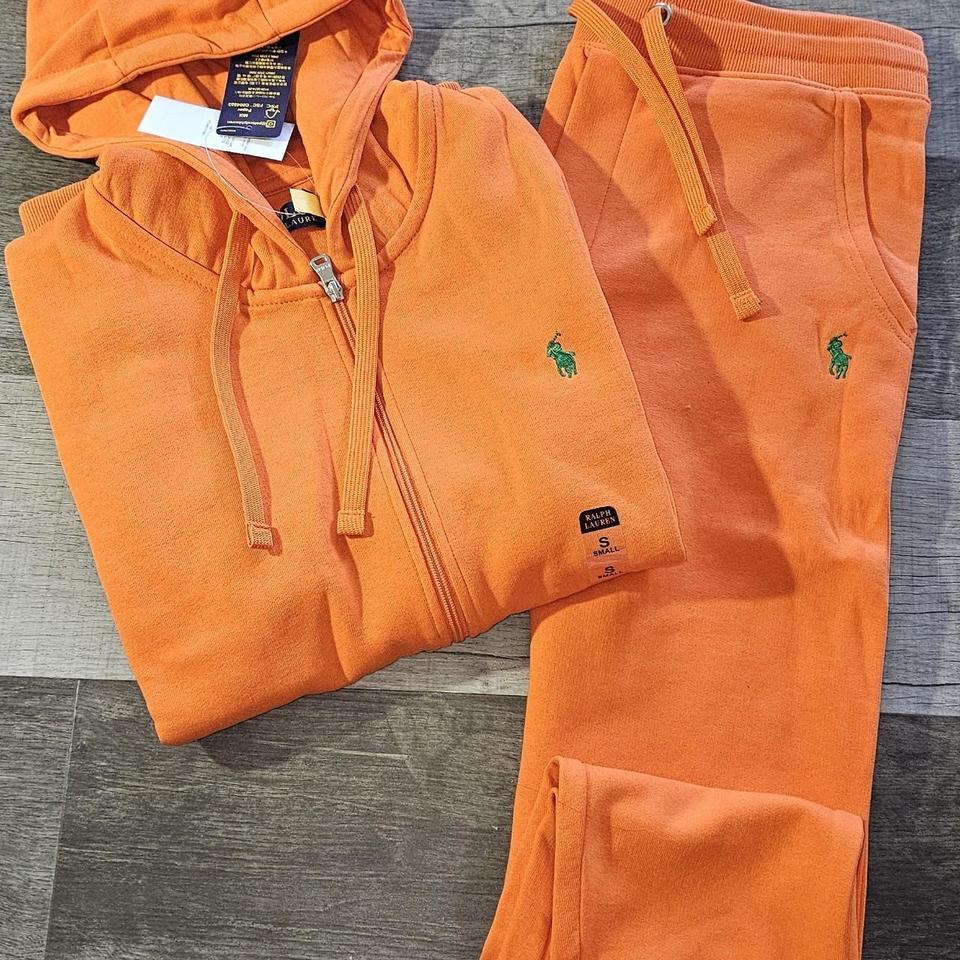 Orange polo sweat suit sale