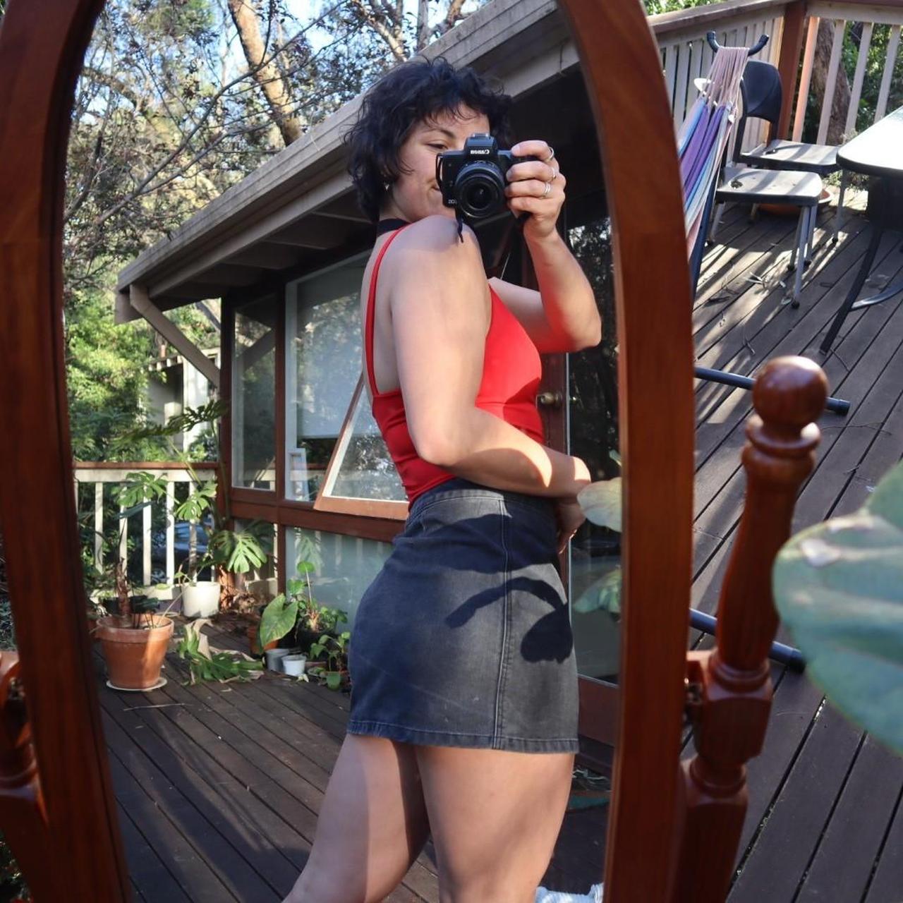 Ahh a dotti classic black wash zip up denim mini... Depop