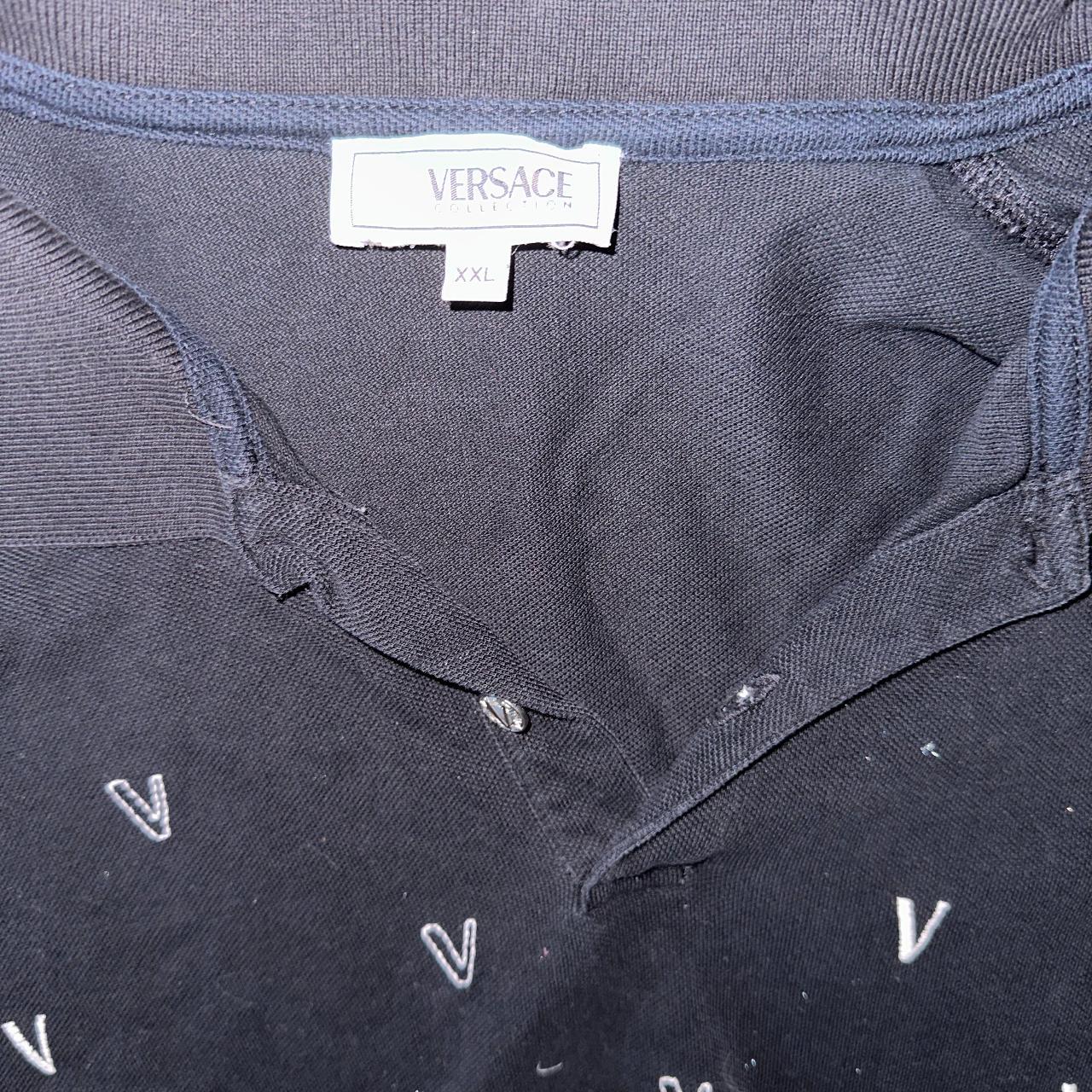 VERSACE XXL BLACK POLO with ICONIC "V" EMBROIDERY... Depop
