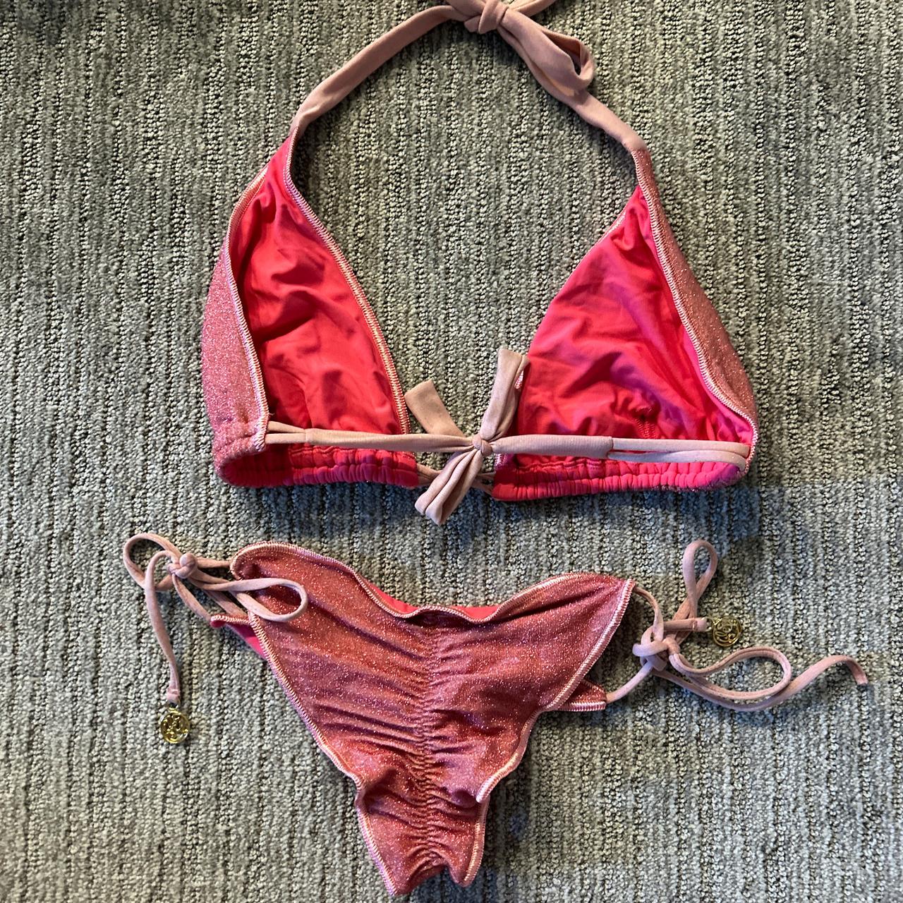 Luli Fama pink sparkly bikini. Only worn once.... - Depop