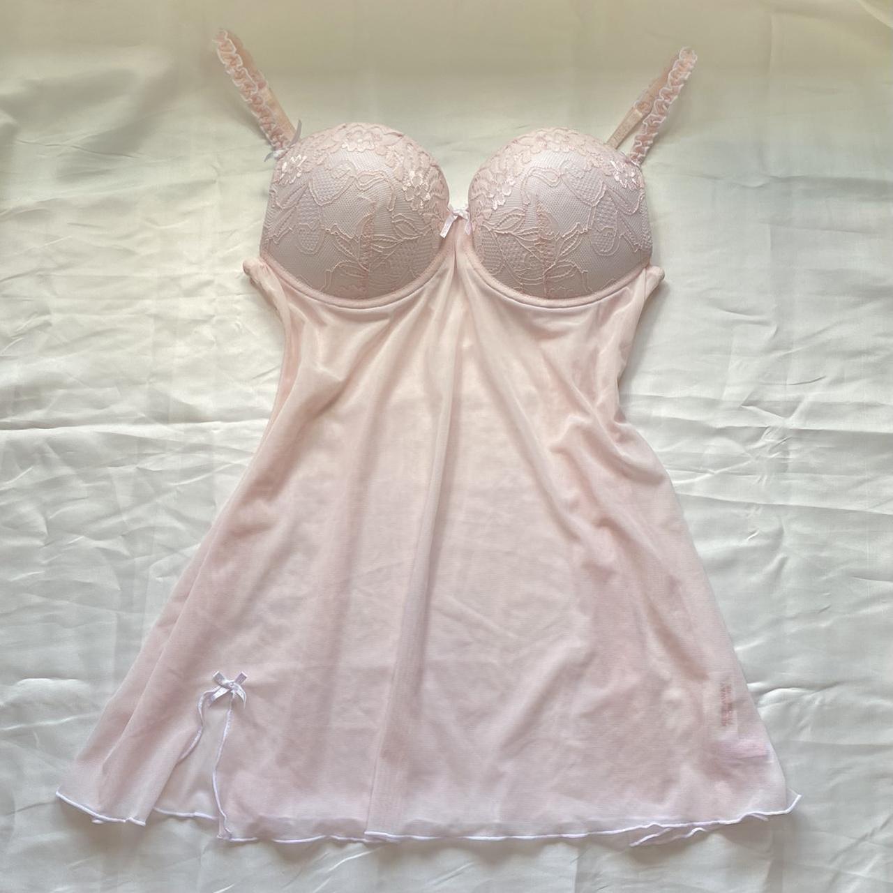 caprice - adorable pink mesh babydoll & thong set ♡... - Depop