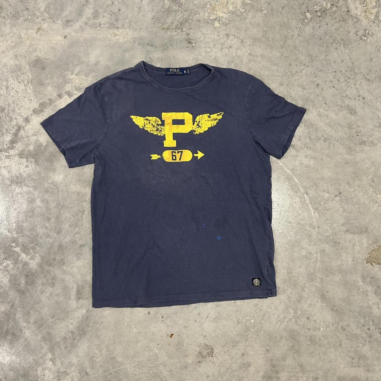 Polo Ralph Lauren Men's Yellow and Navy T-shirt | Depop