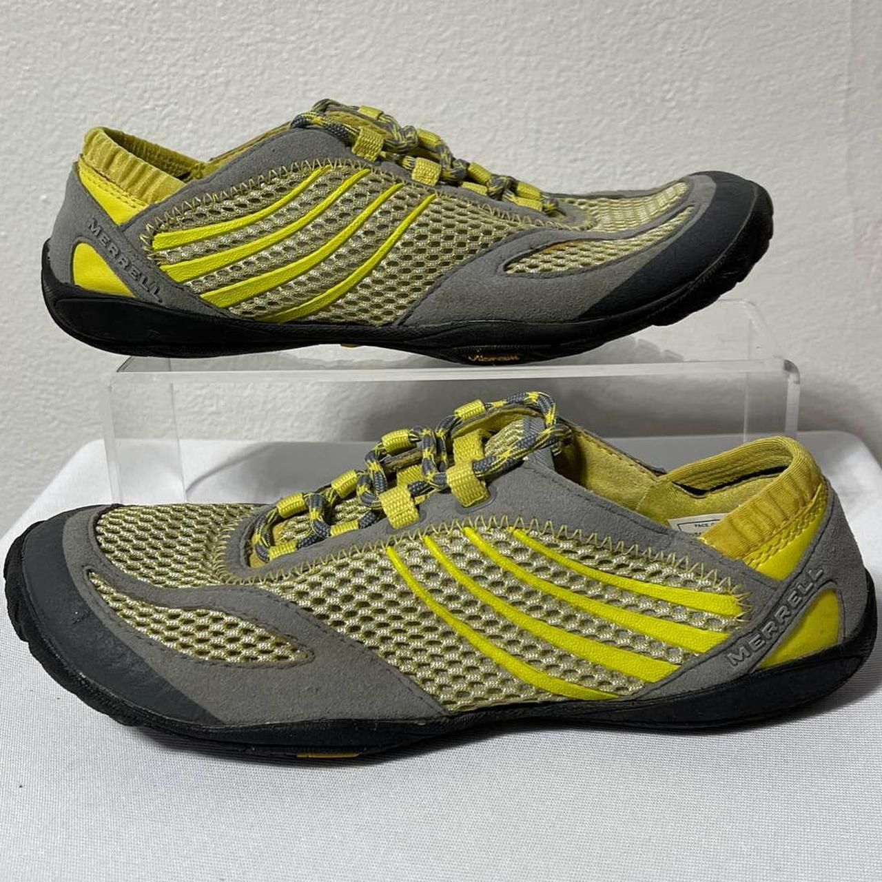 Merrell Women's Grey and Yellow Trainers | Depop