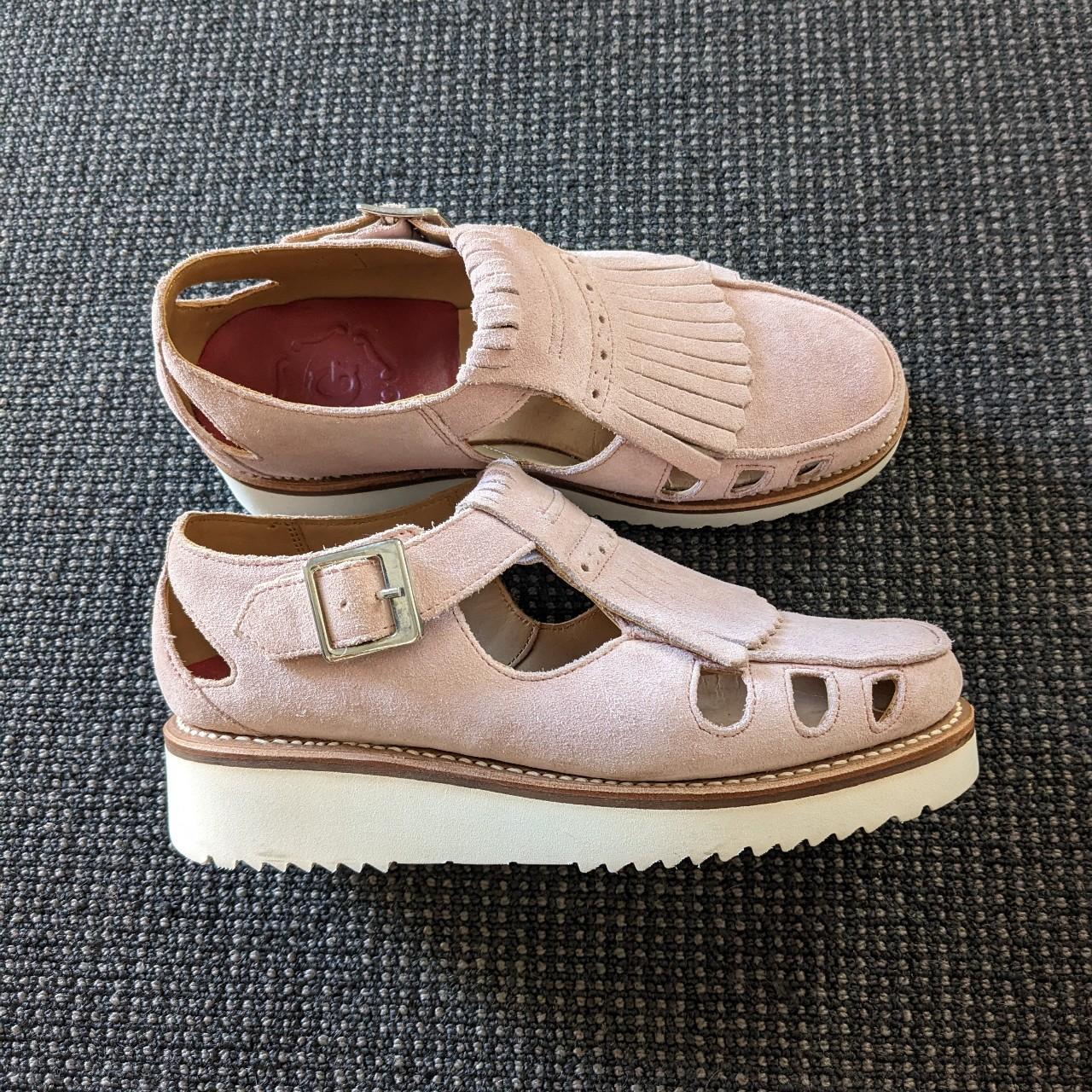 Grenson Ethel suede flats sandals in pink Size. Depop