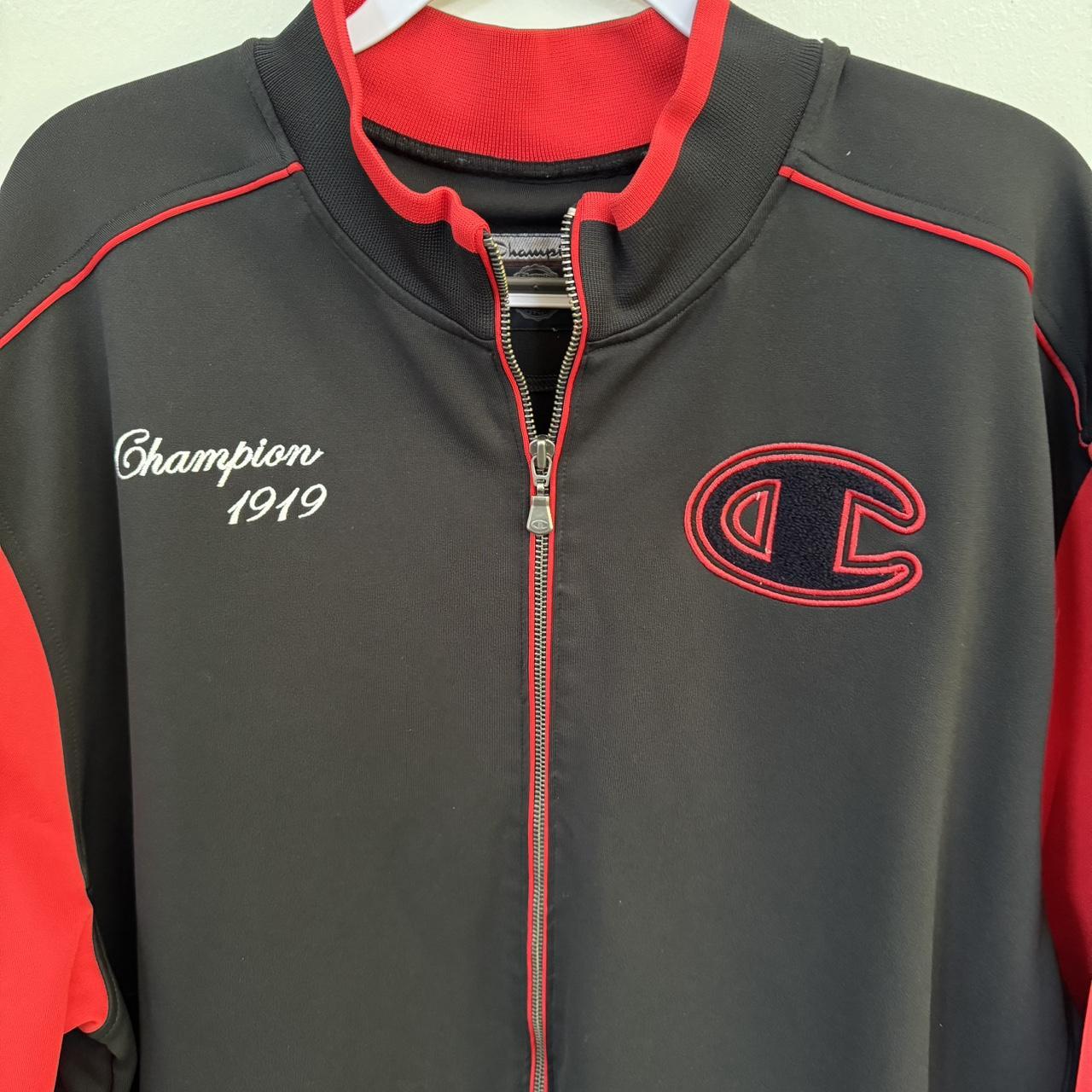 Champion 1919 Jacket Mens Black Red Varsity