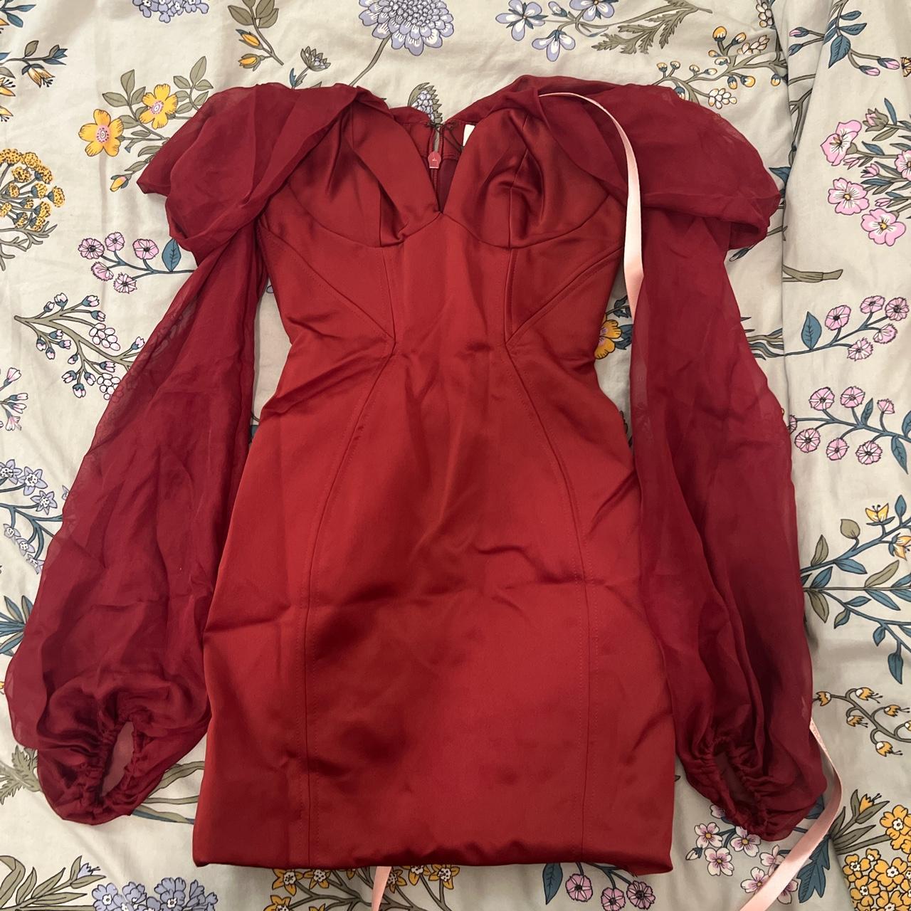 House of CB Women's Burgundy Dress Depop
