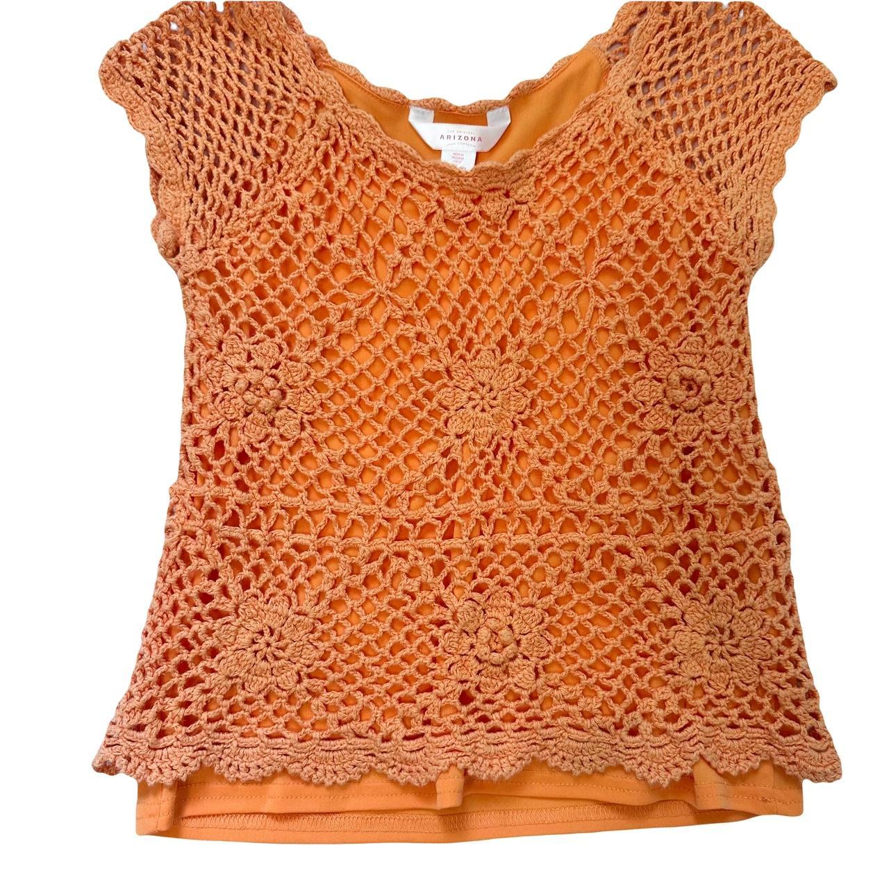 Orange sherbet crochet baby tee Size medium in kids... - Depop