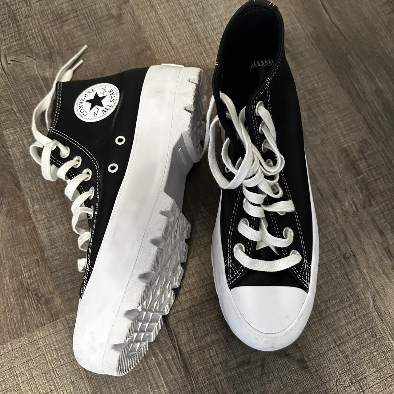 Leather Converses with Platform Size 9 unisex Depop
