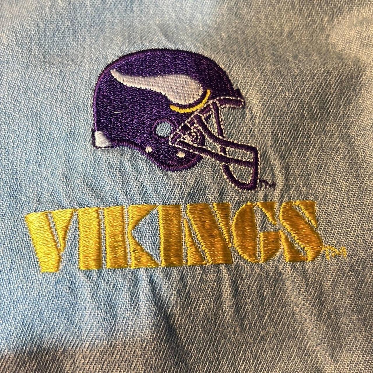 Vtg 90's Minnesota Vikings NFL Football Denim Shirt - Depop