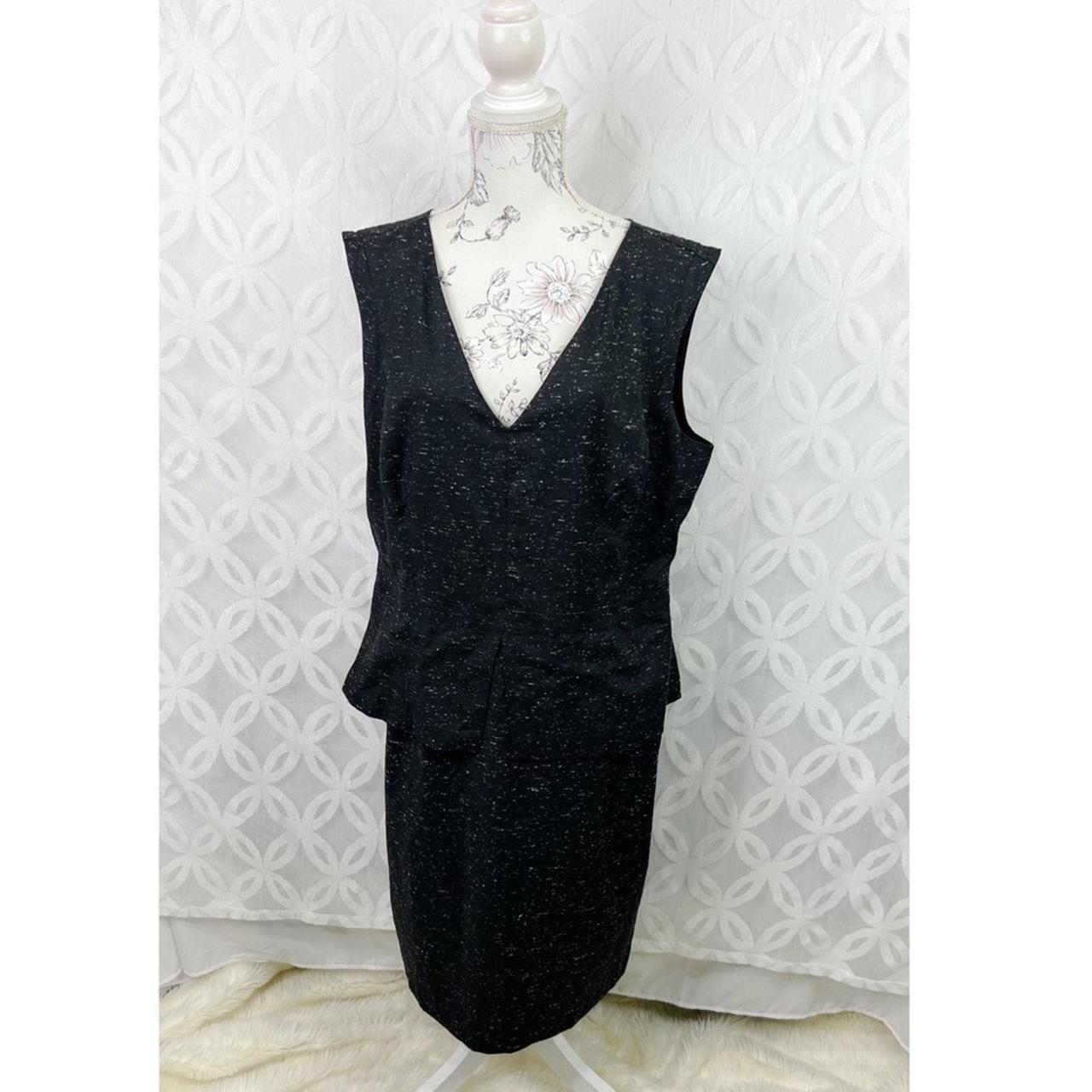 Ann Taylor Black White Speckled V Neck Peplum