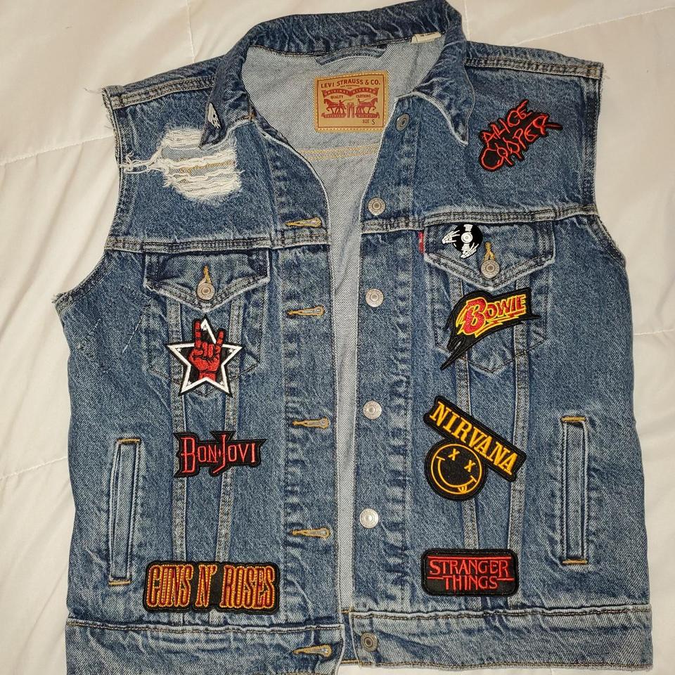 DIY Metal/Punk Vest Various patches/pins Levi - Depop