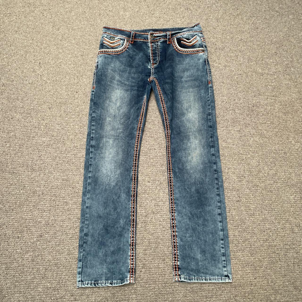 00s Pascucci contrast stitch jeans Size states W38... Depop