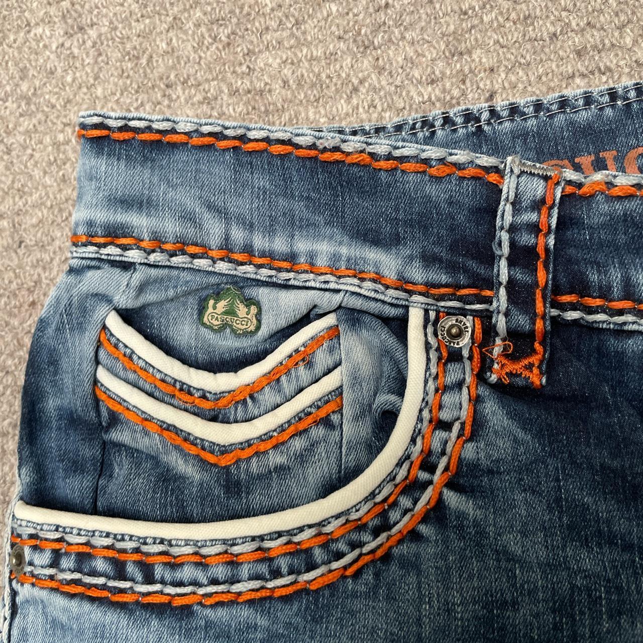 00s Pascucci contrast stitch jeans Size states W38... Depop