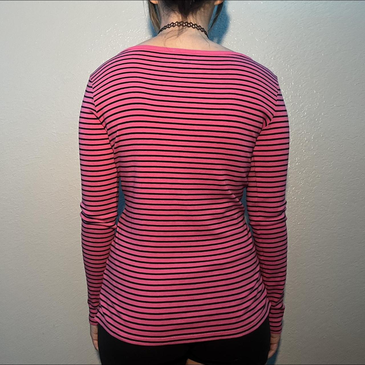 Black and pink striped long 2024 sleeve shirt