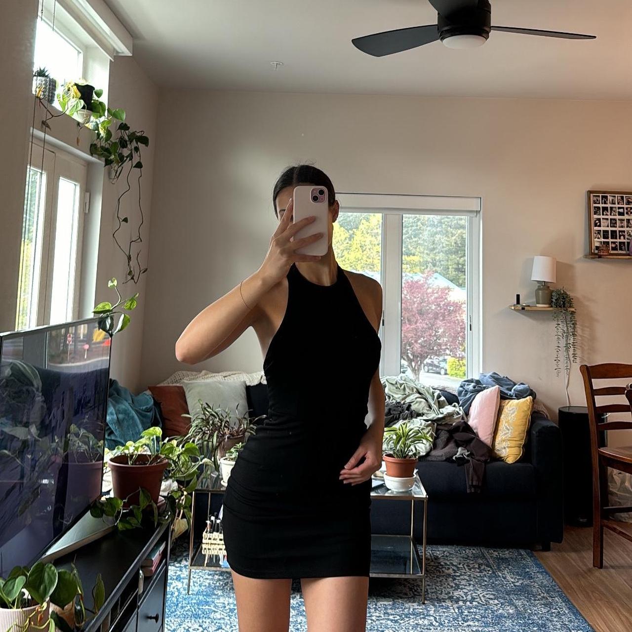 Lulus black bodycon dress Mesh back Size small - Depop