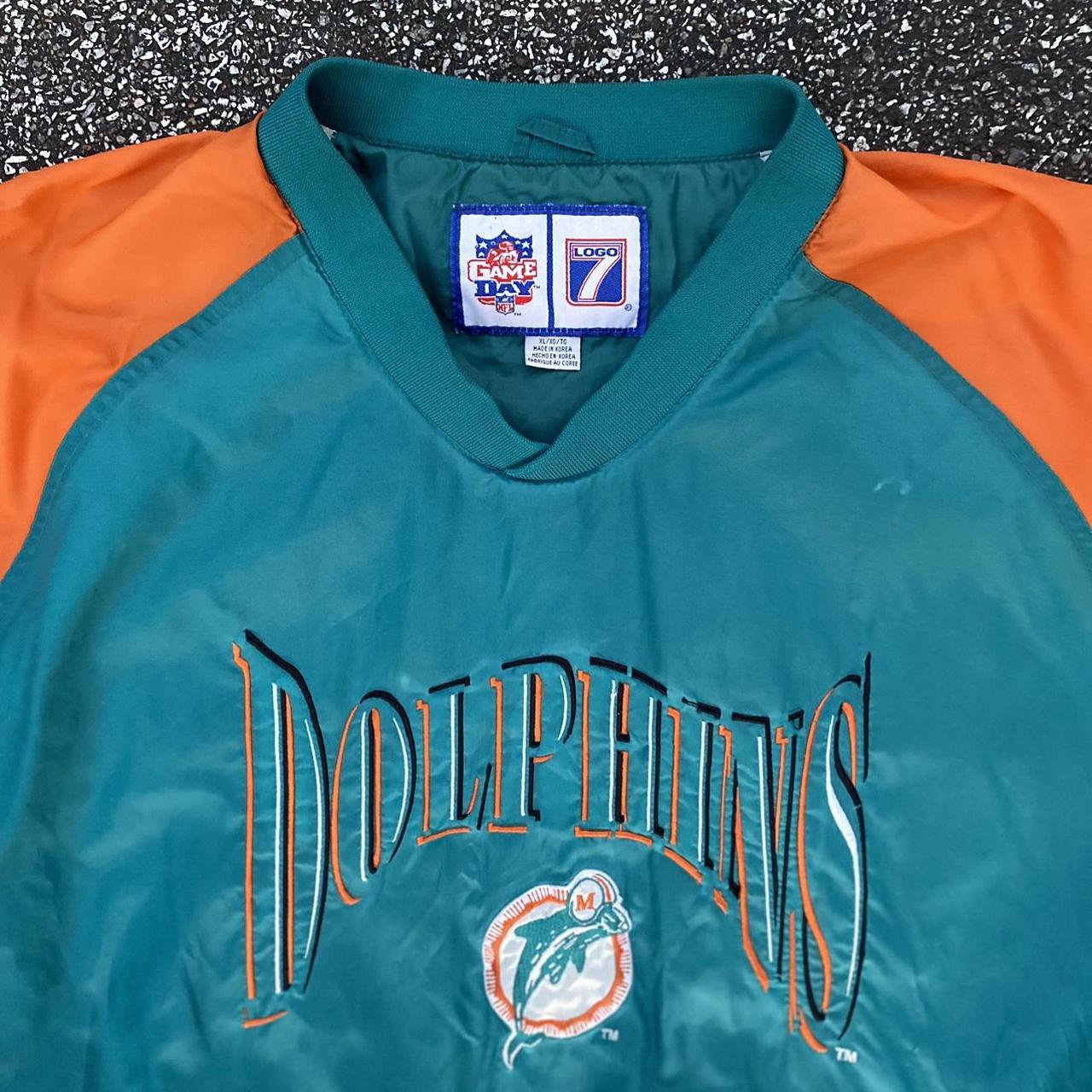 Vintage Logo 7 Miami Dolphins sweatshirt in white. - Depop