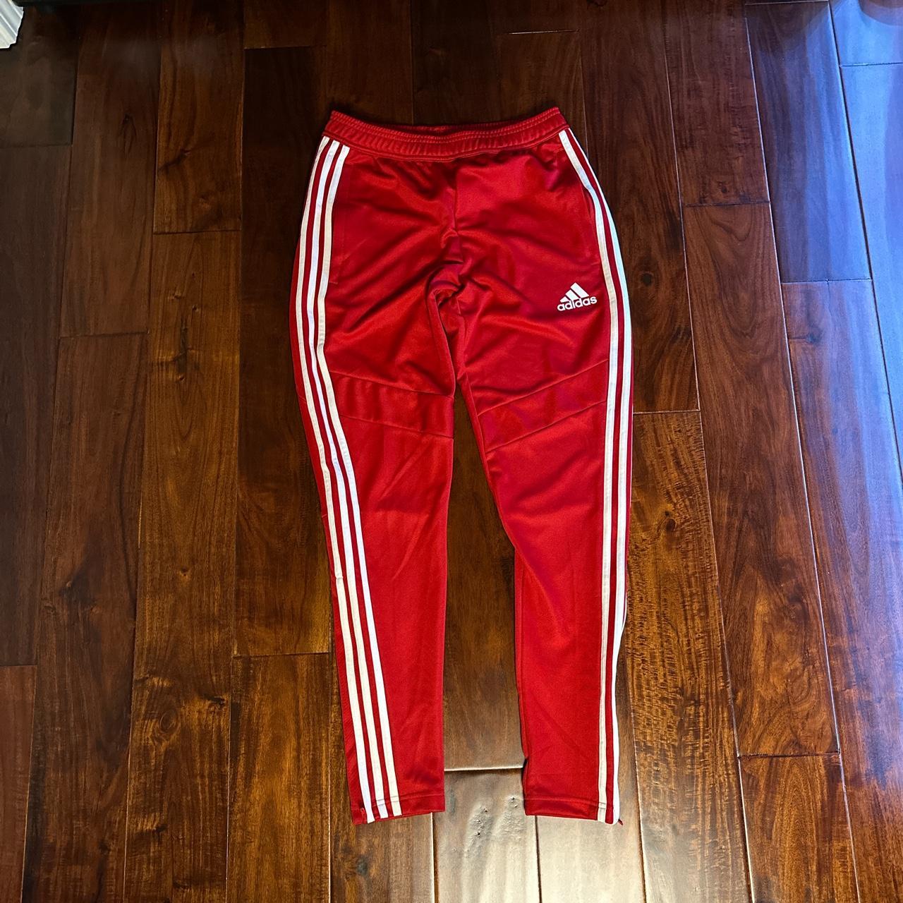 Adidas Men's Red and White Joggerstracksuits Depop