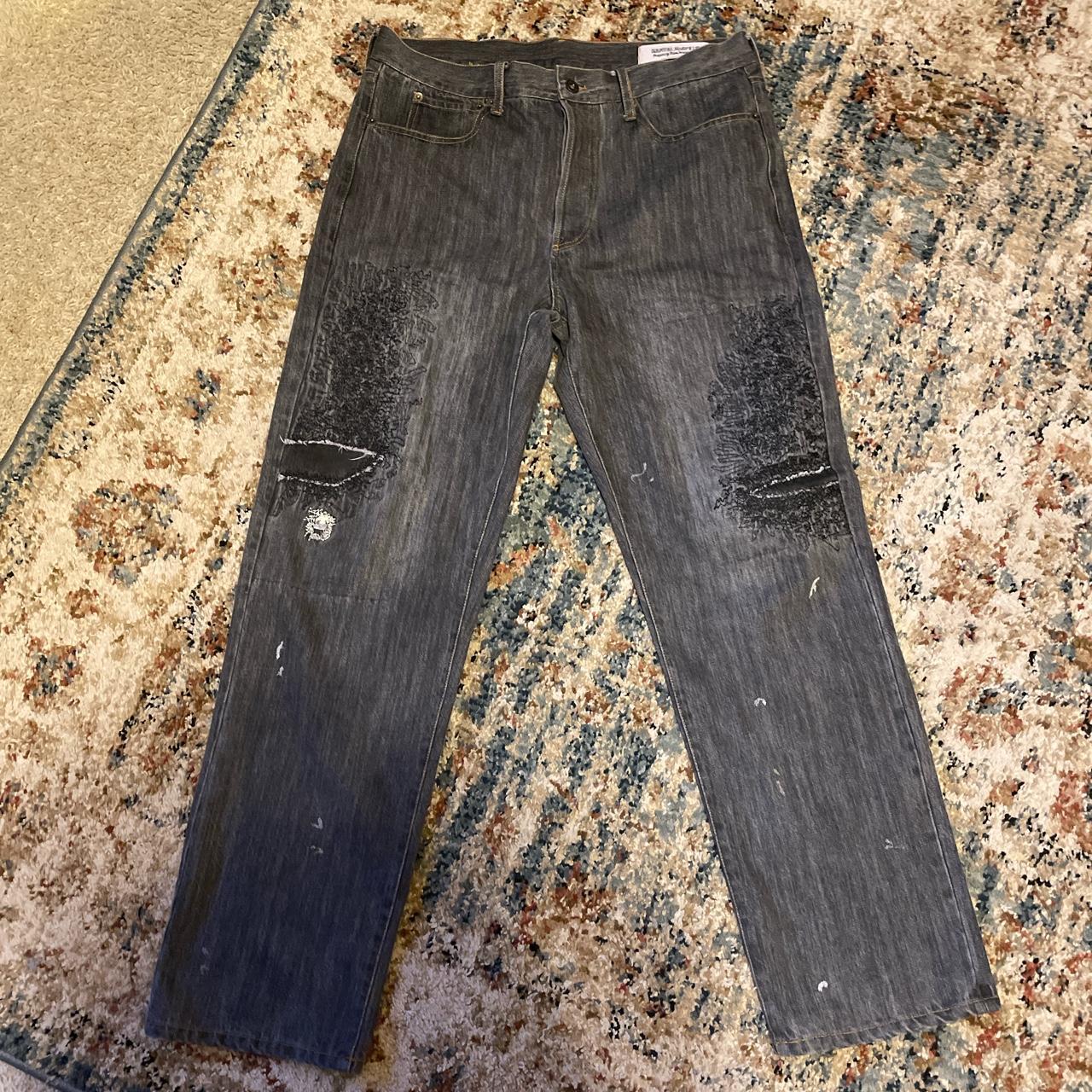 Kapital Men's Grey and Black Jeans | Depop