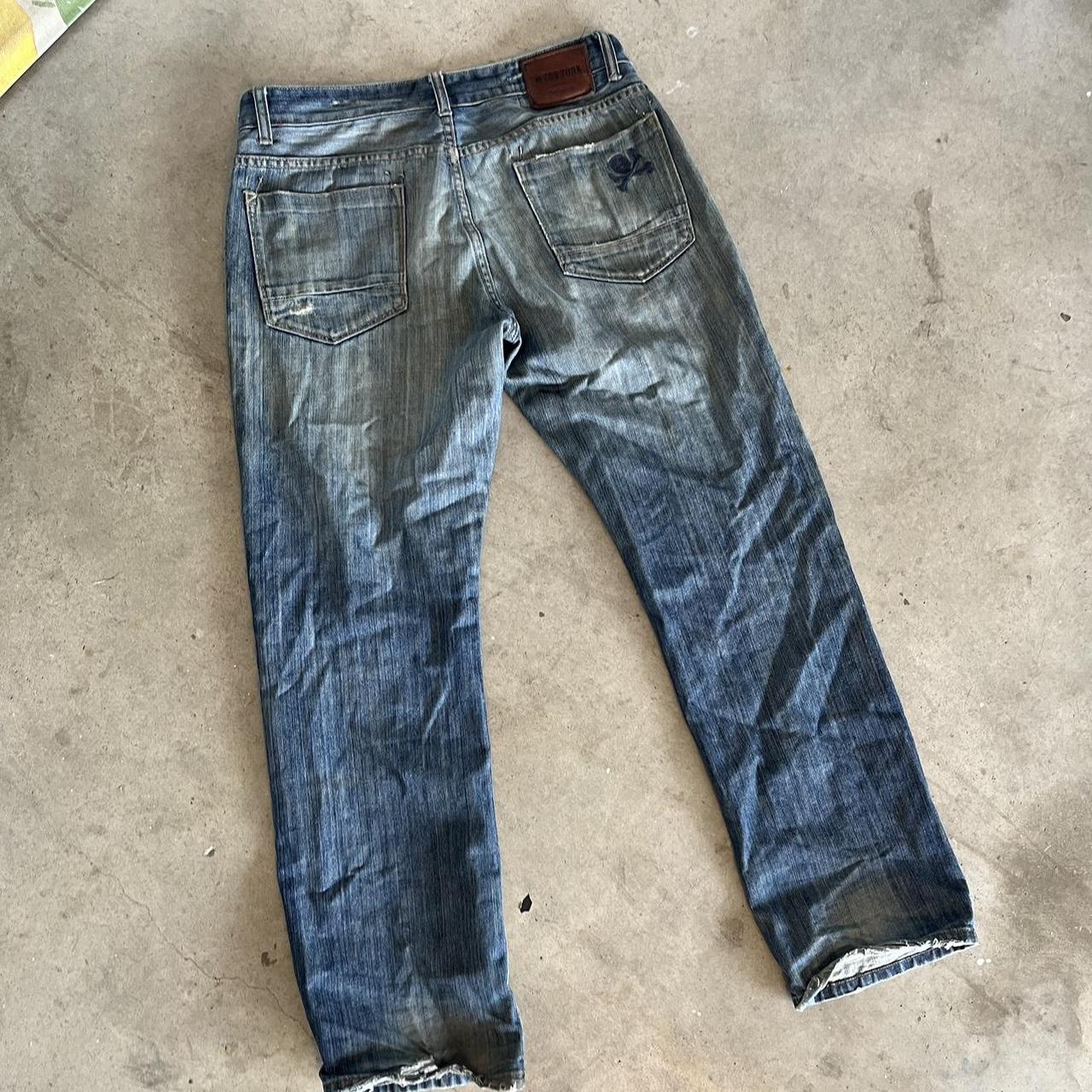 【SKULLDEOS】 Design denim pants CJ Black Premium Indian Skull Jeans Men 30x32 Distress Denim