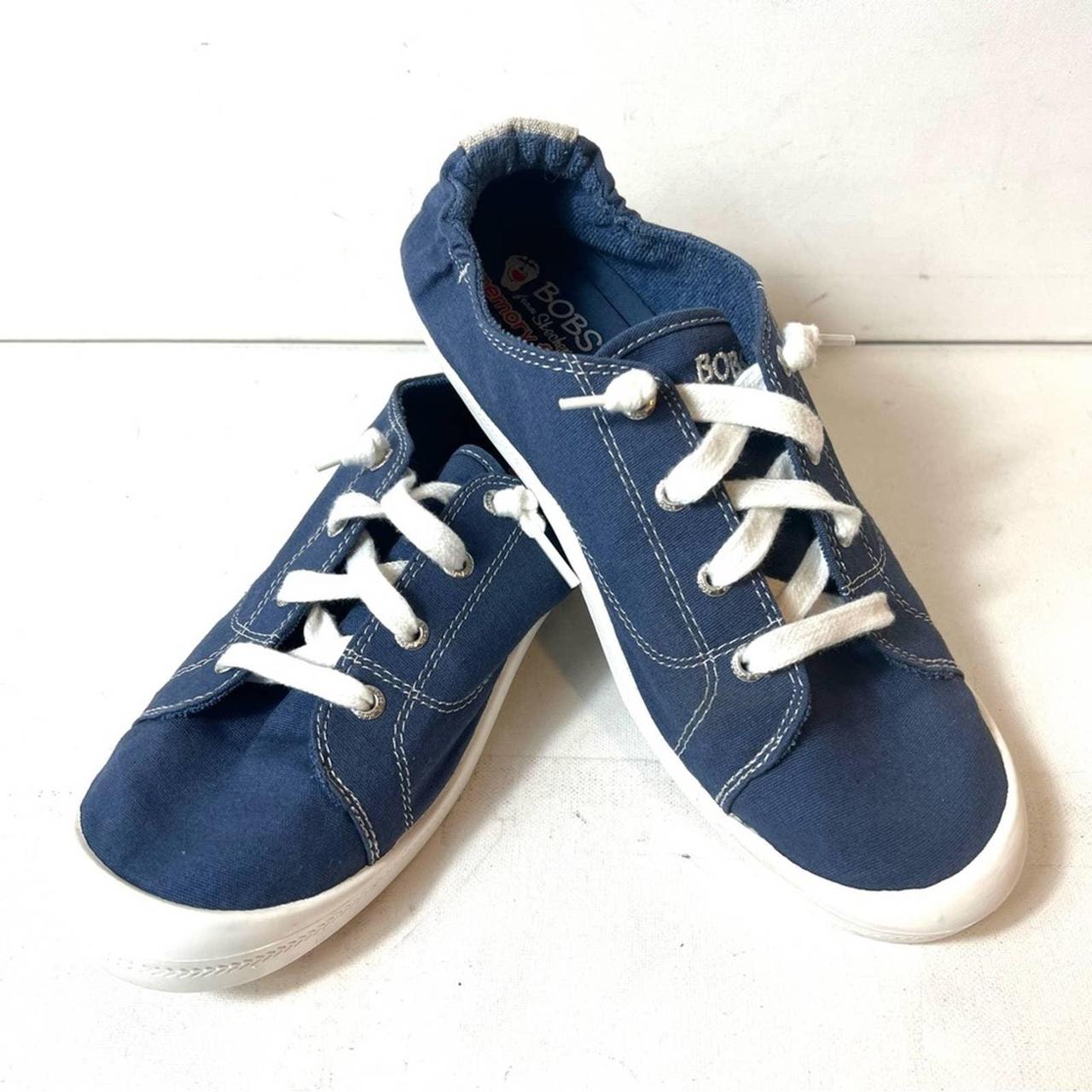 BOBS from Skechers Memory Foam Navy Blue Canvas Slip... - Depop