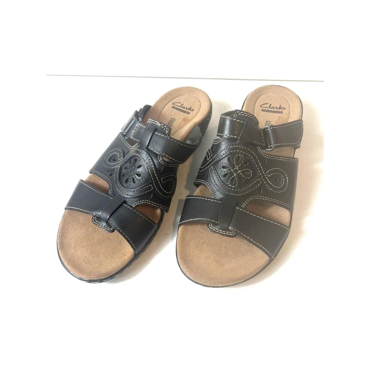 Clarks Collection Leather Slide Sandals - Coast Cross - QVC.com