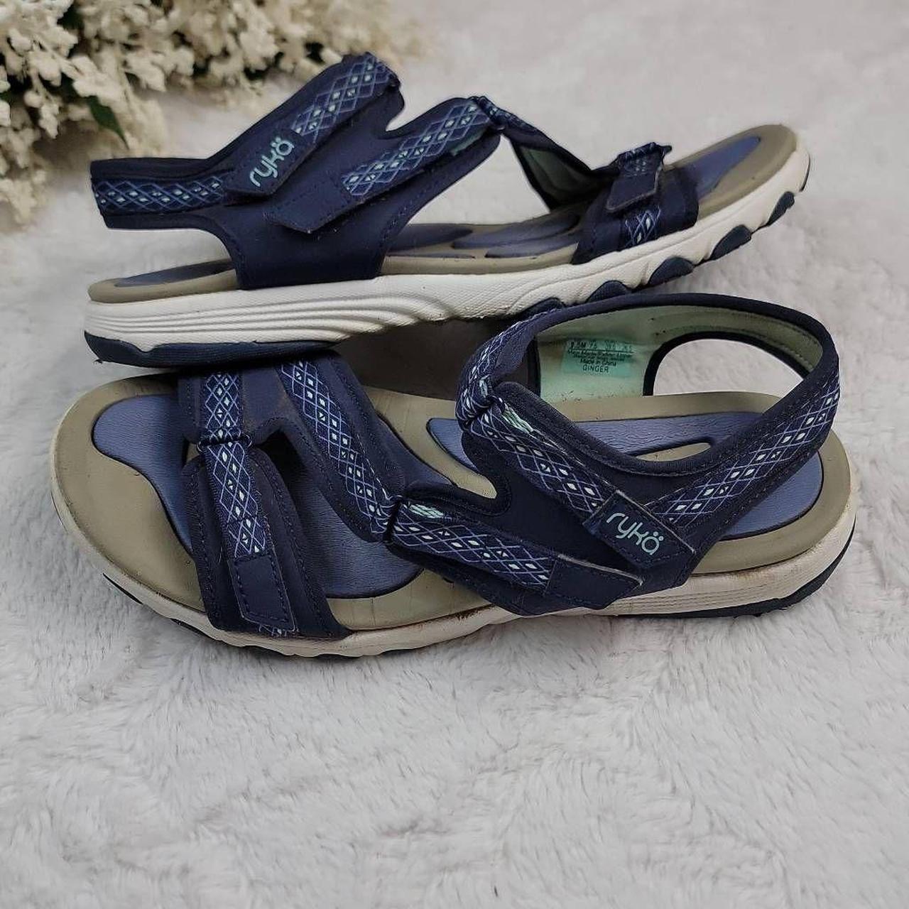 Logo Hook And Loop Sandals, BLUE