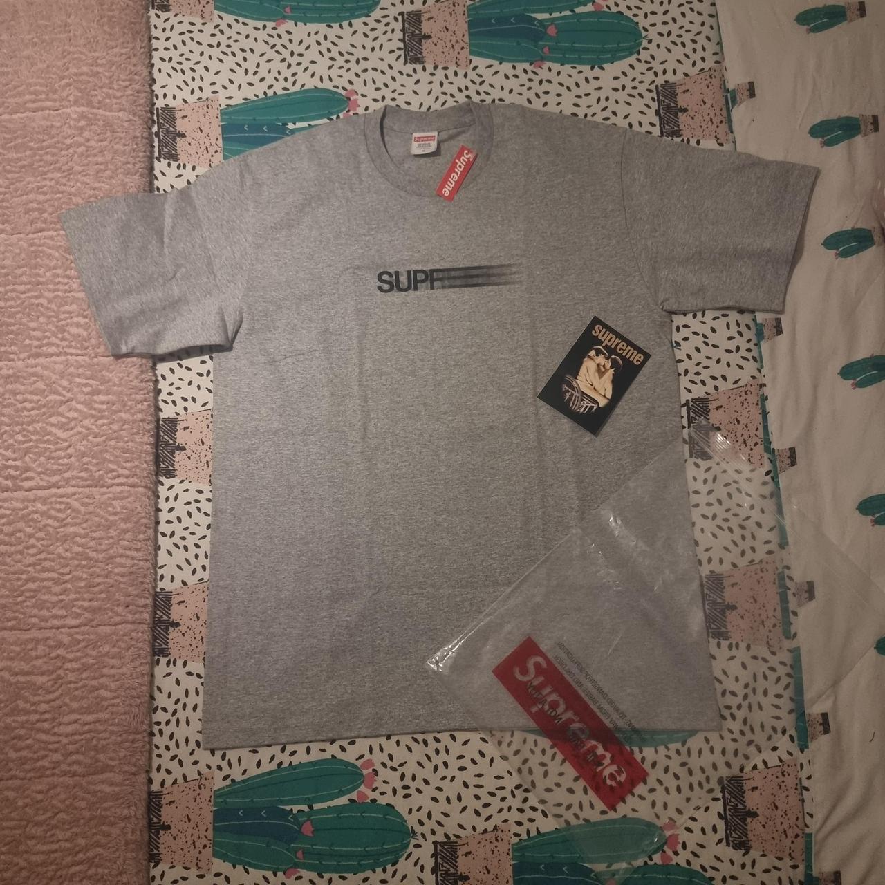 Genuine Supreme grey marl oversized motion logo tee... - Depop