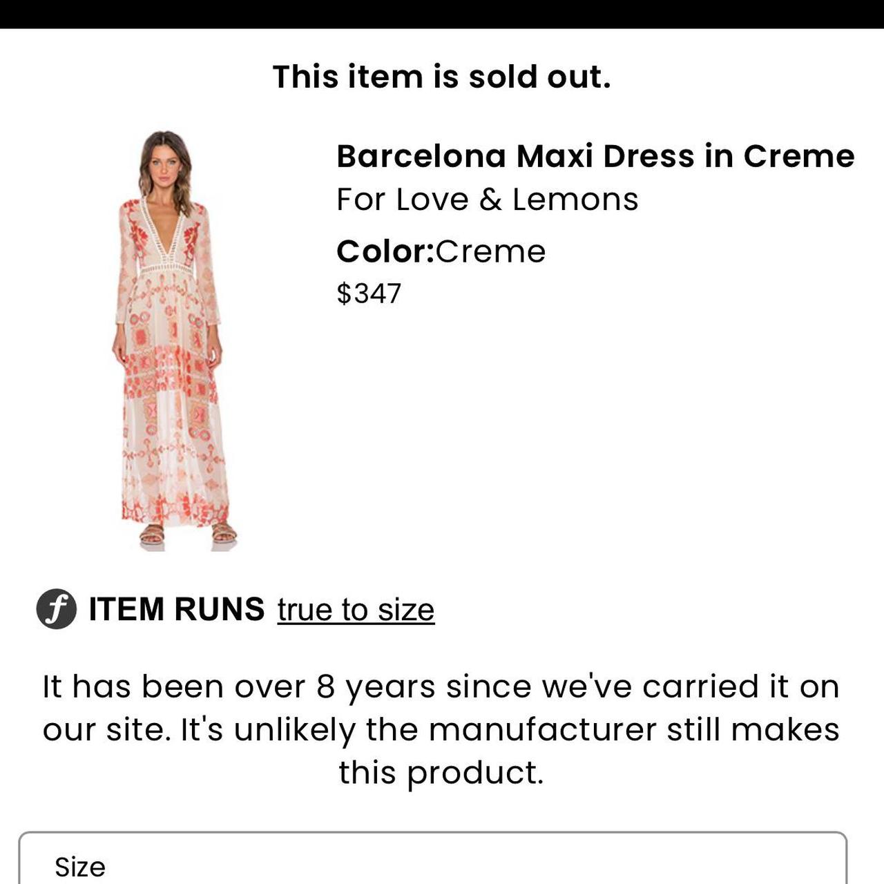 FOR LOVE AND LEMONS barcelona maxi dress original