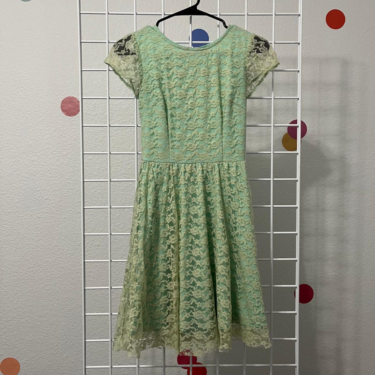 Delia's seafoam green lace dress with cap... - Depop