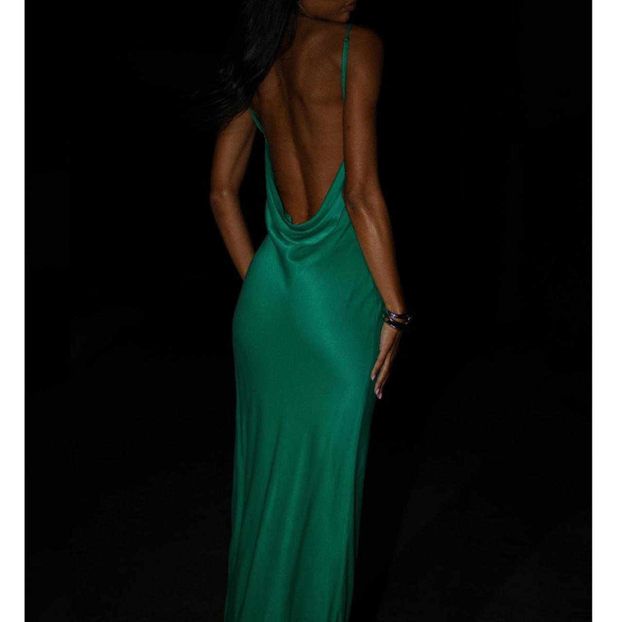 Cowl Neck Backless Maxi Dress in JADE Worn once! For... - Depop