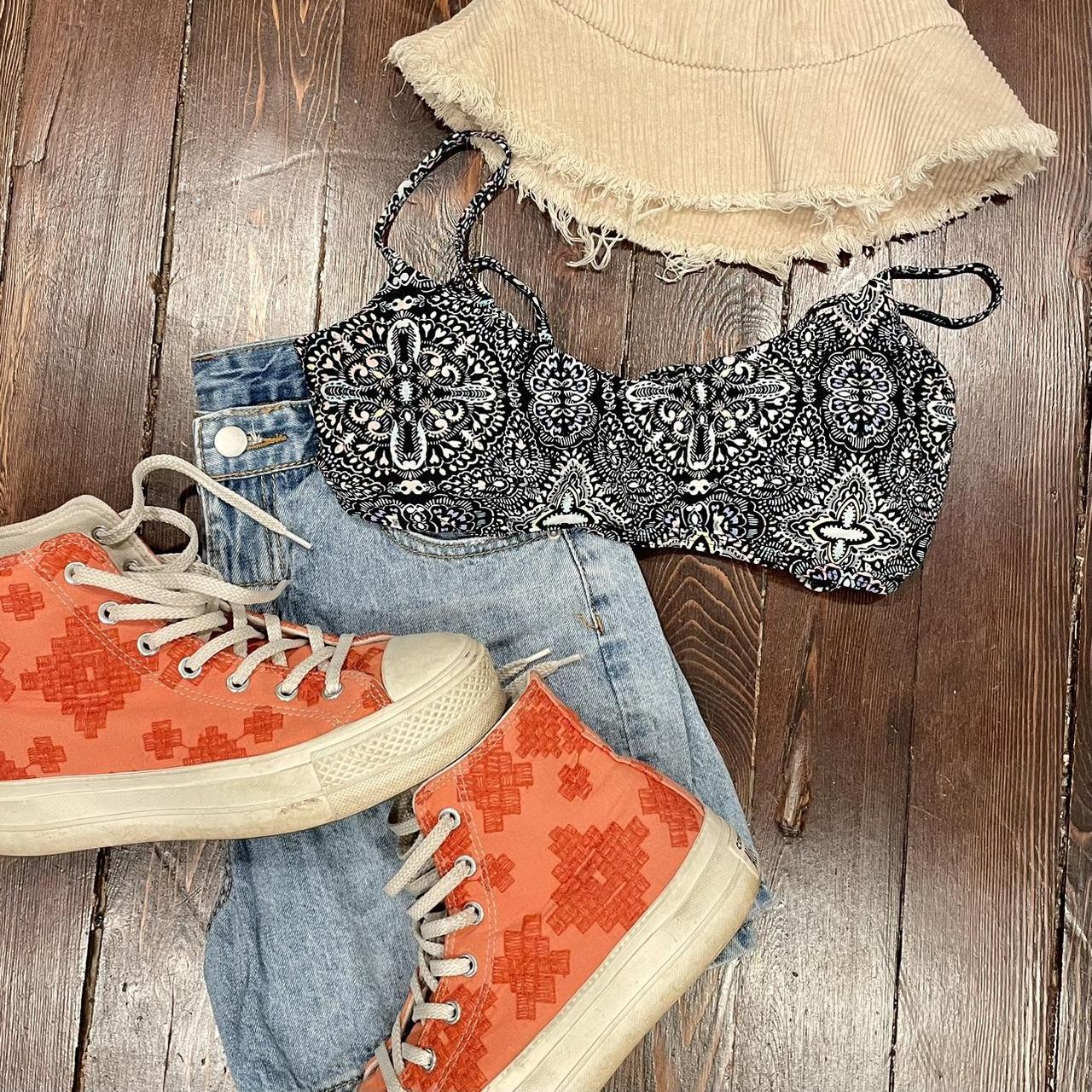 Colorful boho Hollister bikini top. This sporty... Depop