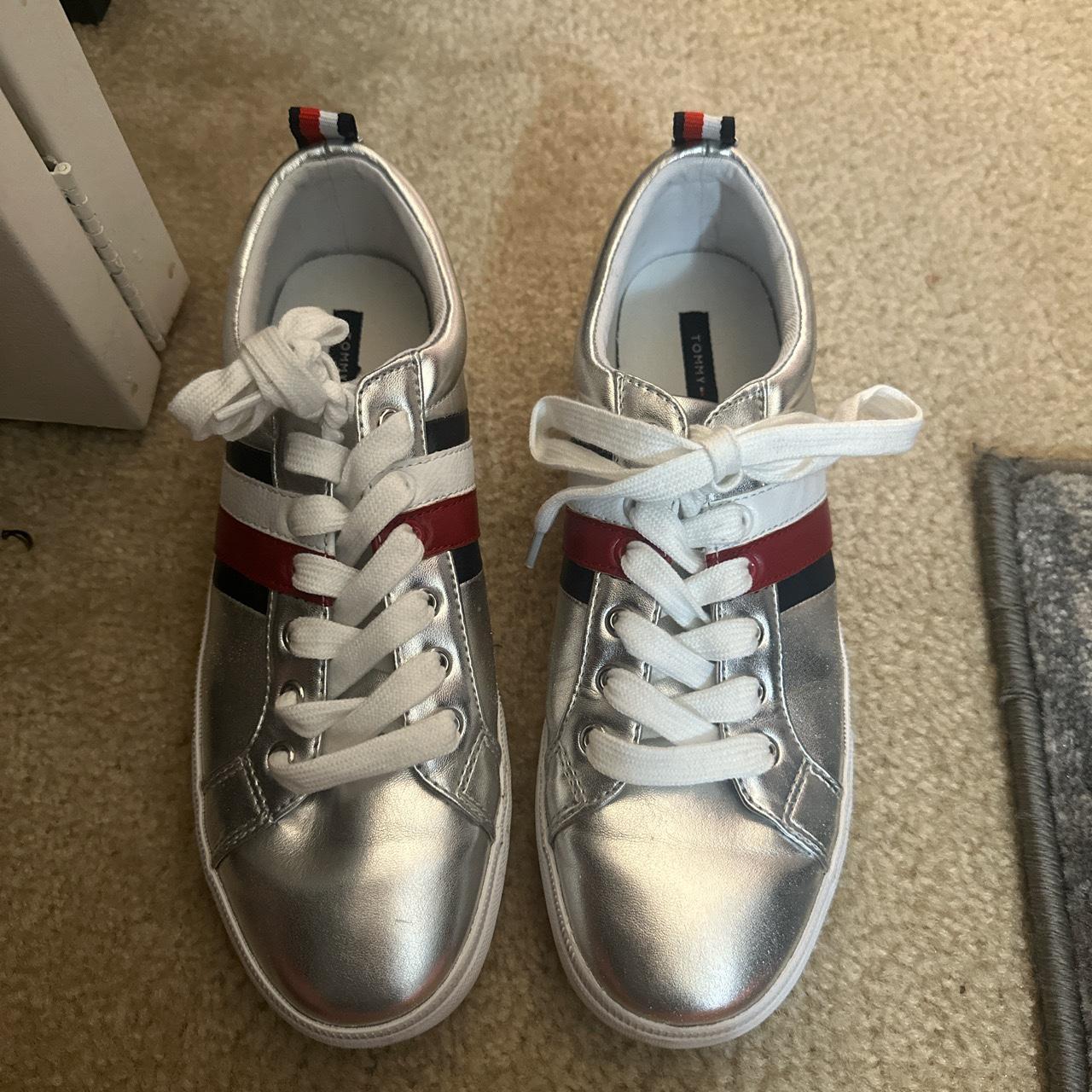 Tommy hilfiger hot sale silver trainers