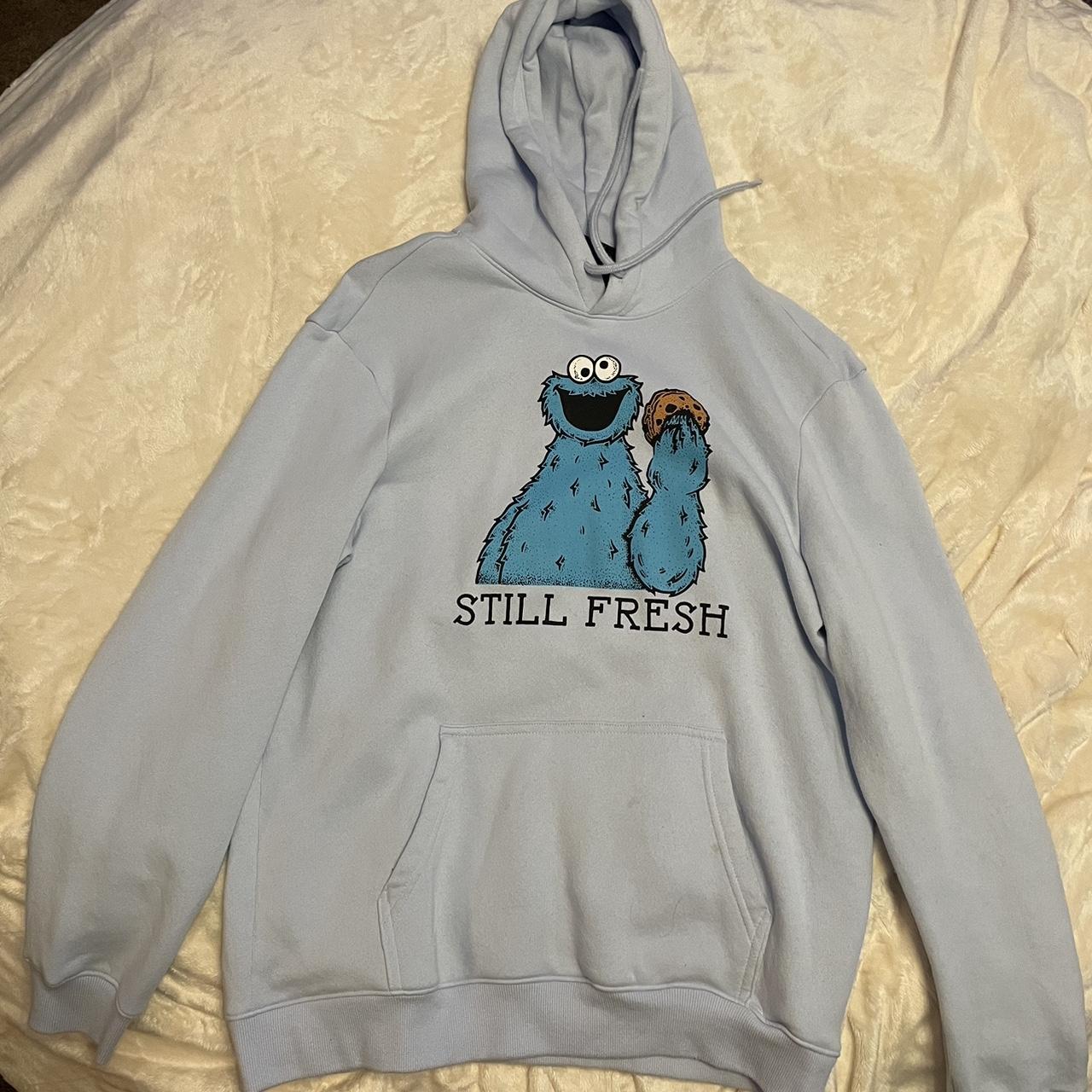 cookie monster light blue sesame street hoodie