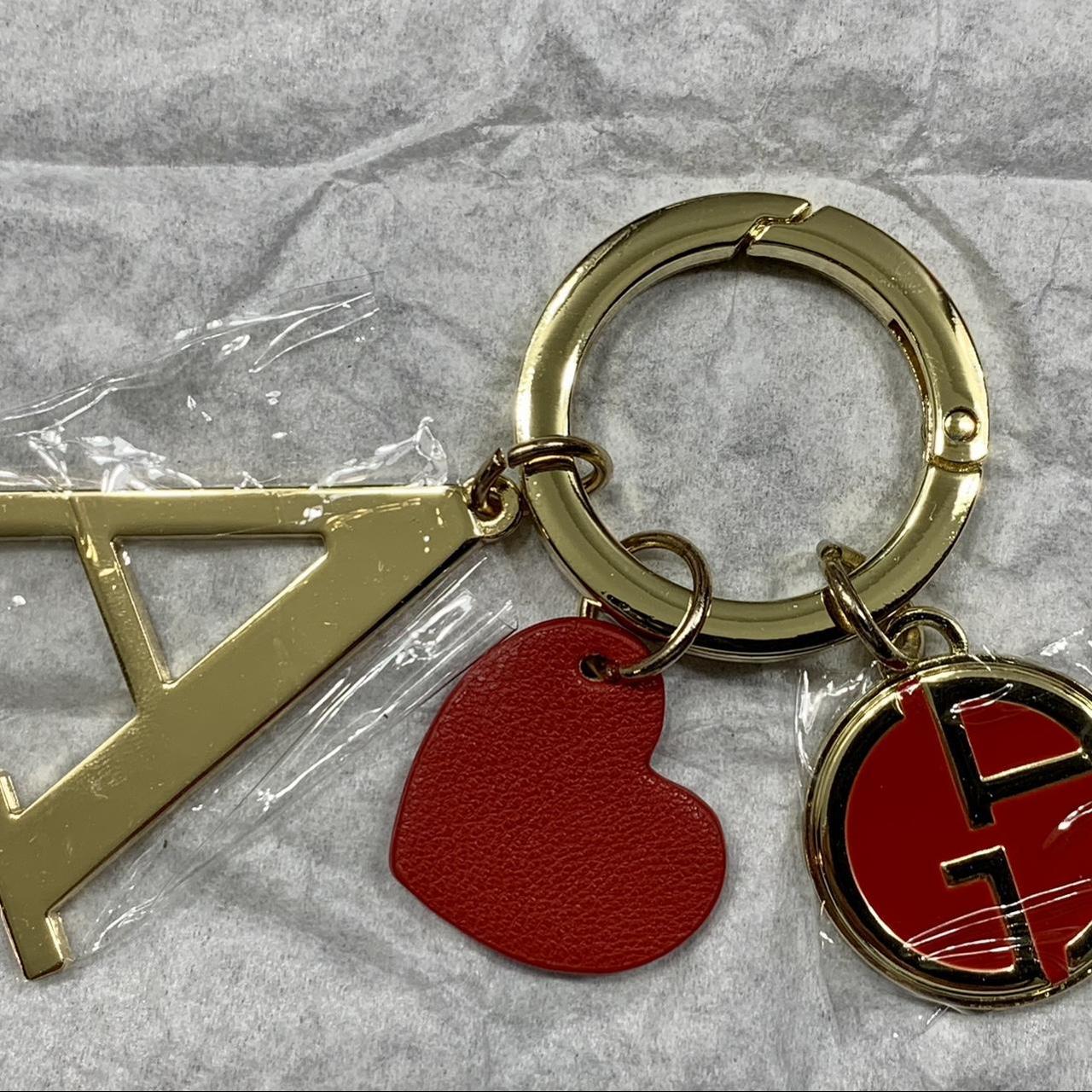 Armani Key Holder Keychain Gold Letter... Depop