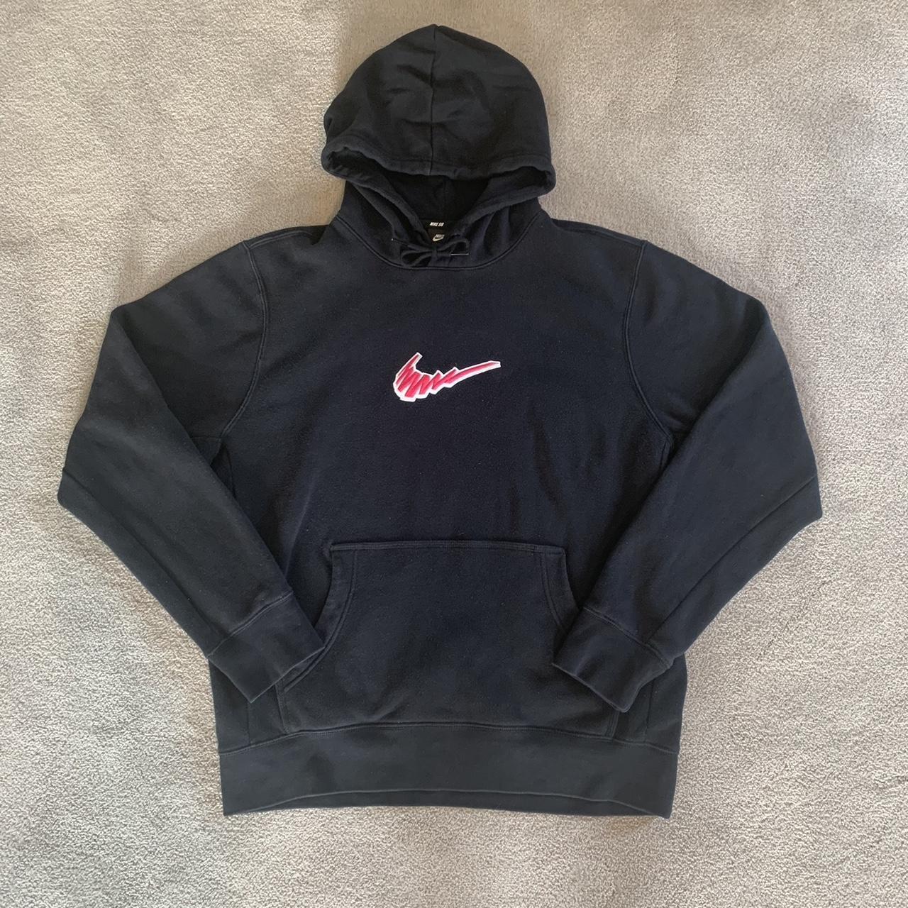 Nike Men's Black and Pink Hoodie | Depop