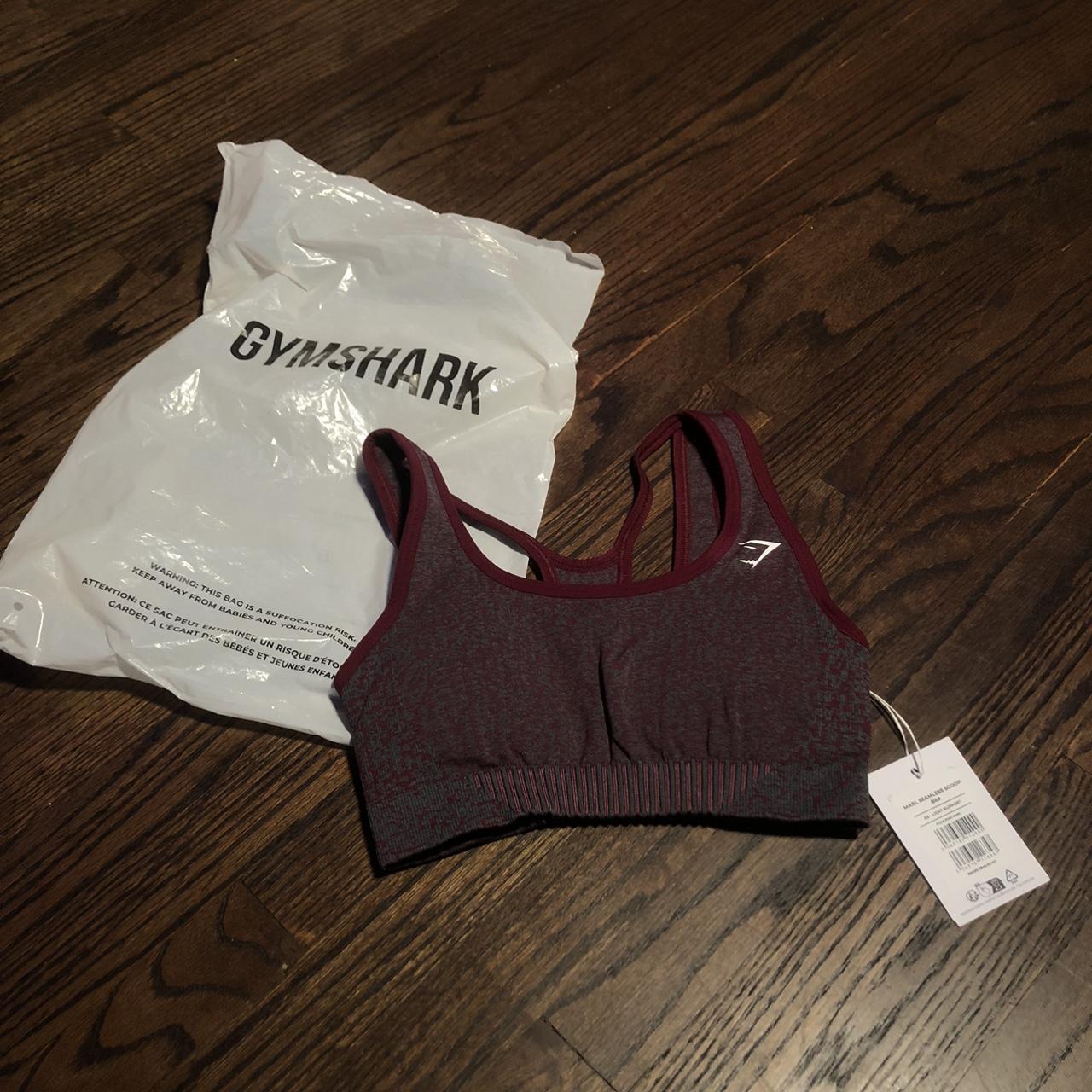 Gymshark scoop neck training sports bra in burgundy. - Depop