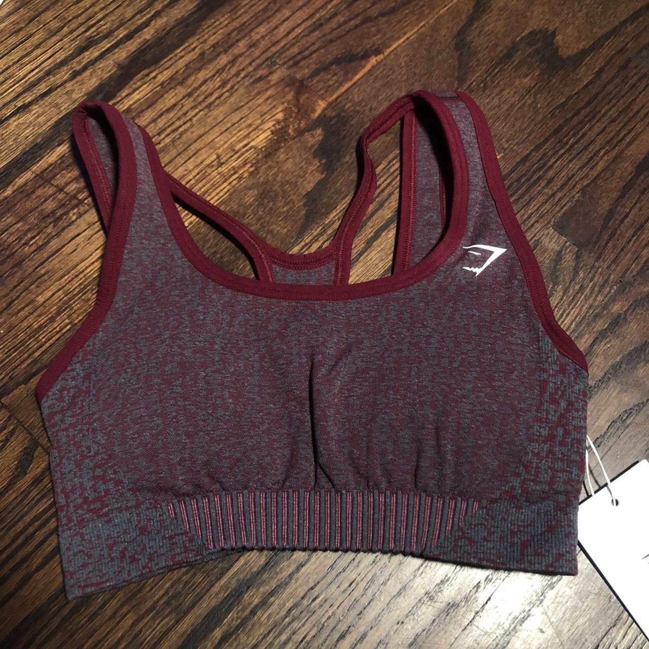 Gymshark scoop neck training sports bra in burgundy. - Depop