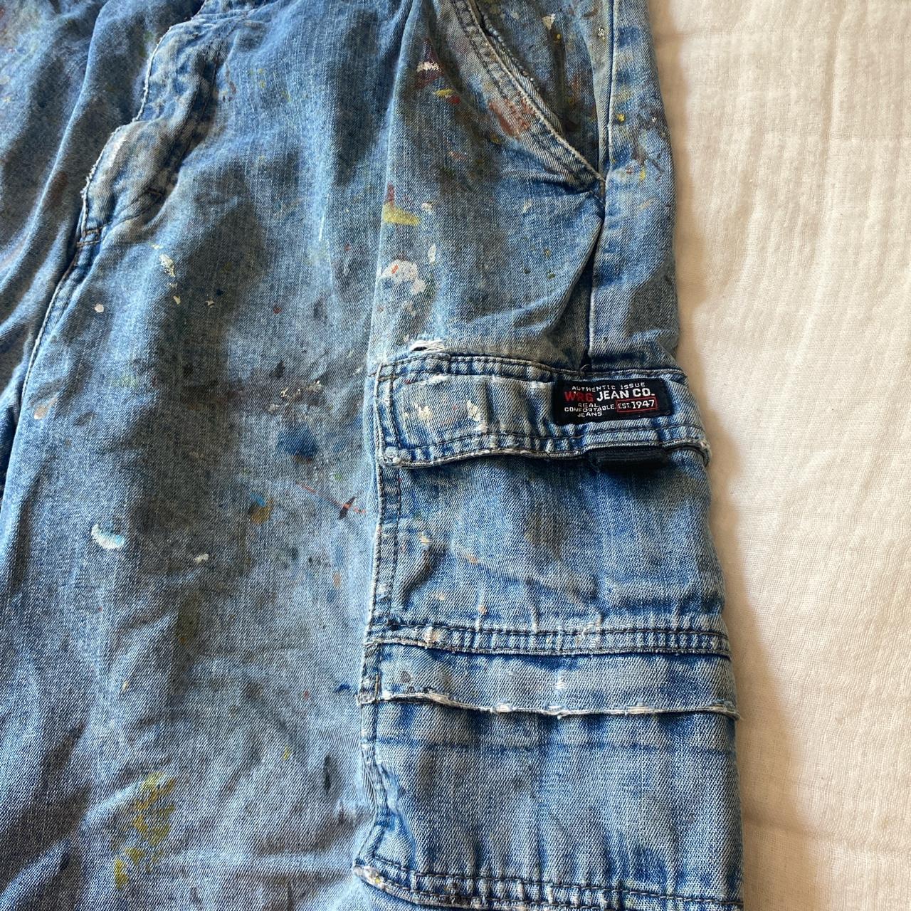 Baggy painted wrangler skate jorts #vintage... - Depop