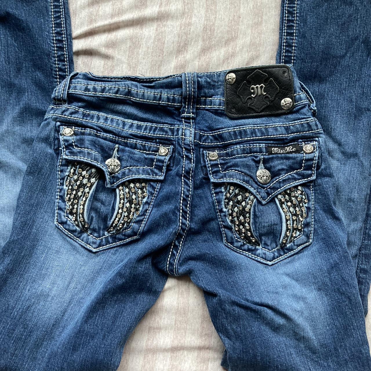 miss me size 24 flared dark wash jeans 0 flaws rlly... - Depop