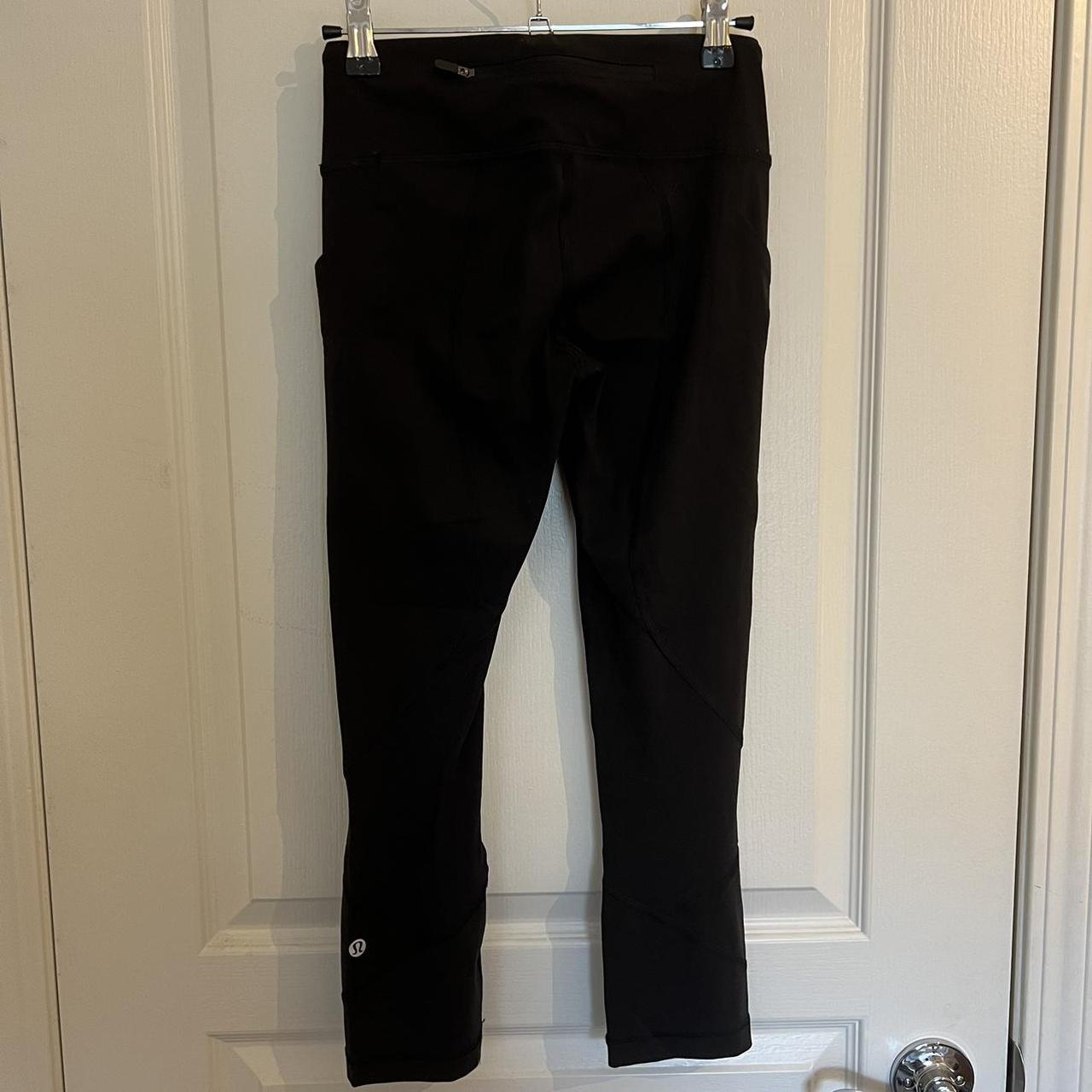 Black Lululemon Leggings with side pockets and sheer - Depop