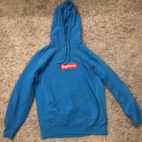 SUPREME FW17 BOX LOGO HOODIE BROWN/TEAL - Depop