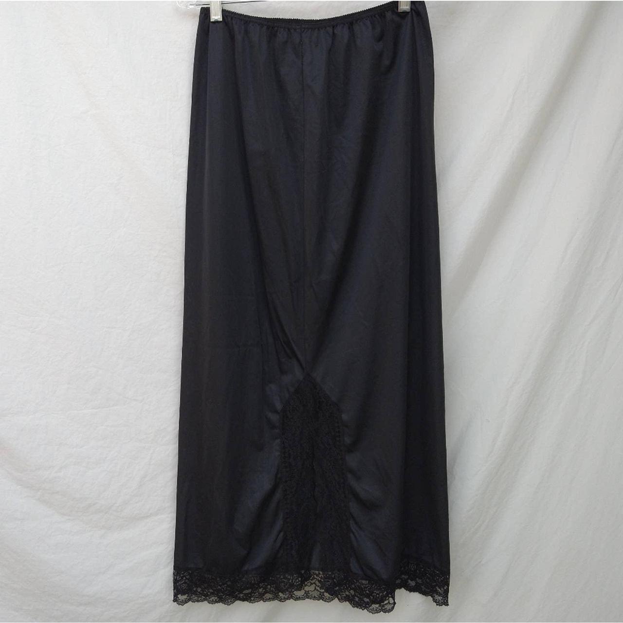 Vintage long black half slip with wide lace hem and... Depop