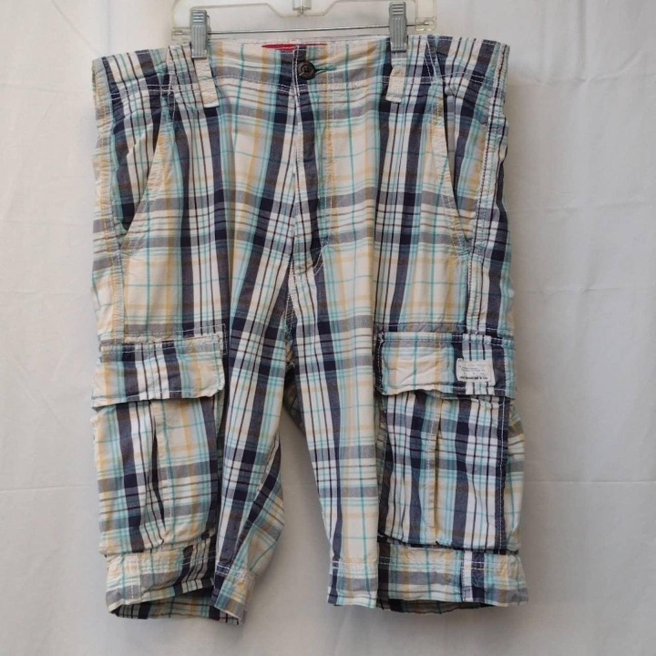 Men's plaid clearance cargo shorts