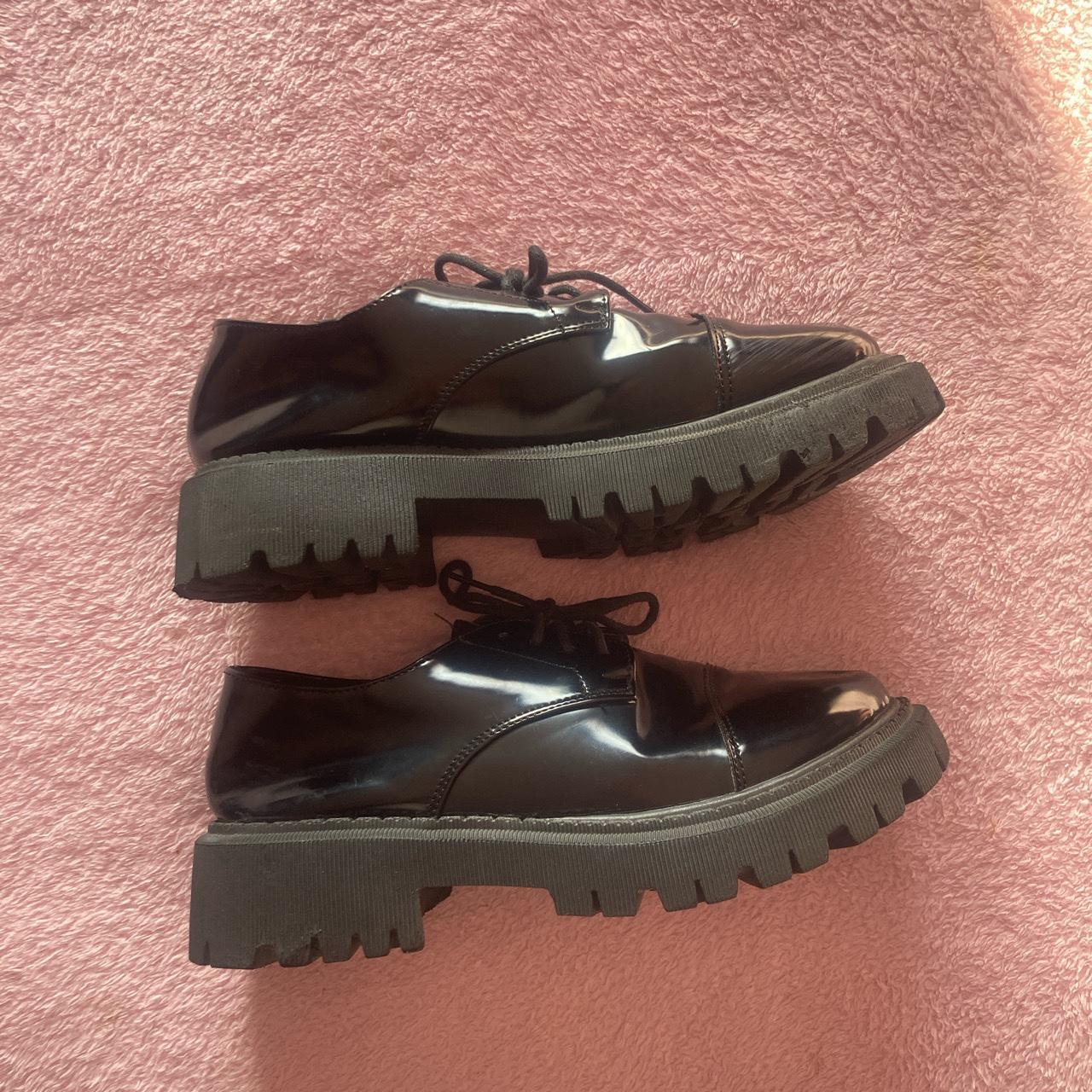 cheap low quality black shiny oxford shoes bought... - Depop