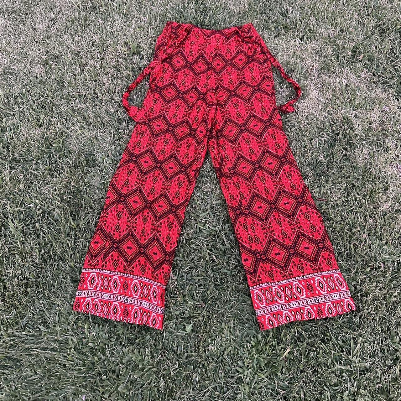 Utsa by Westside Red Printed Wide-Leg Pants